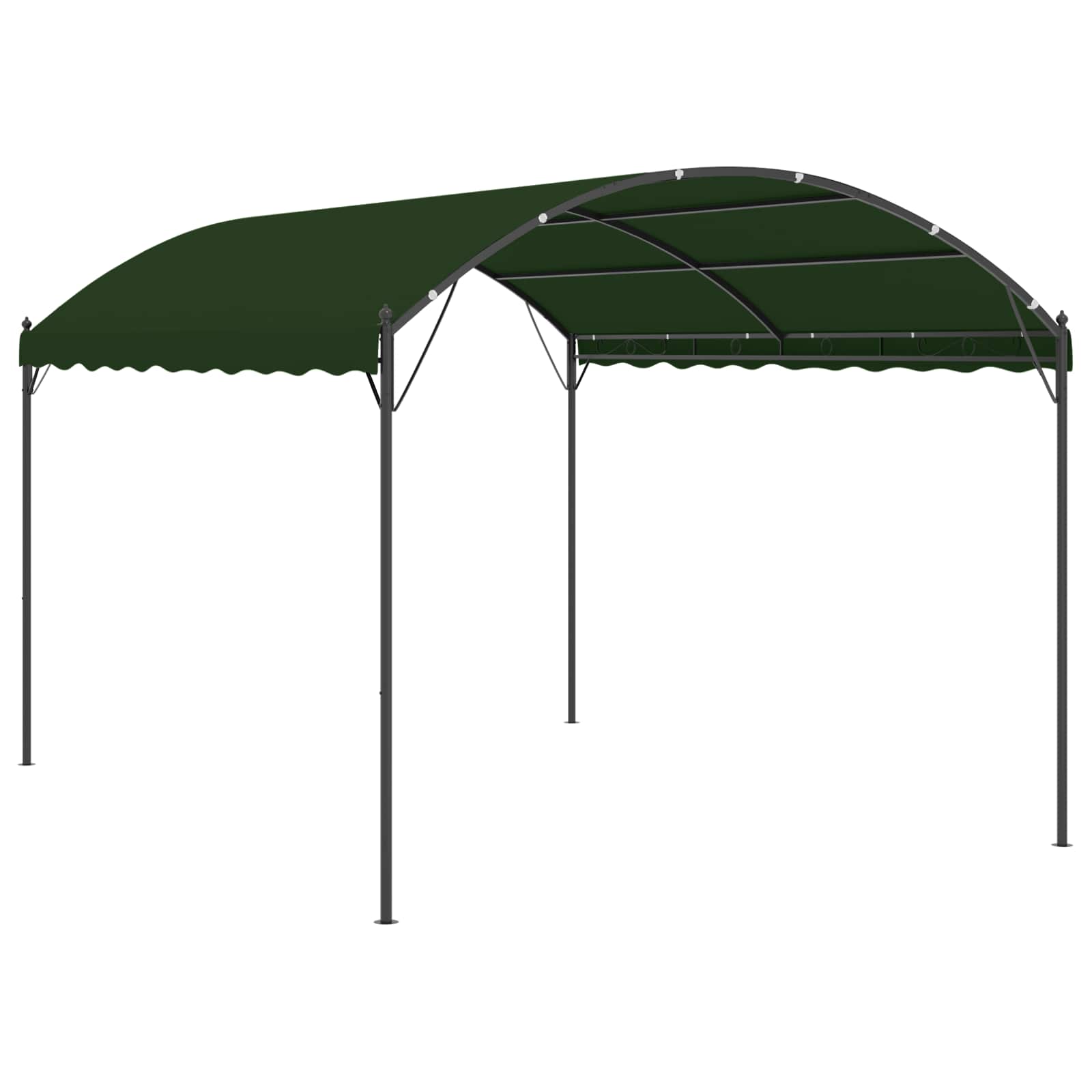 Gazebo 4 x 3 x 2,6 m Verde Poliestere e Acciaio