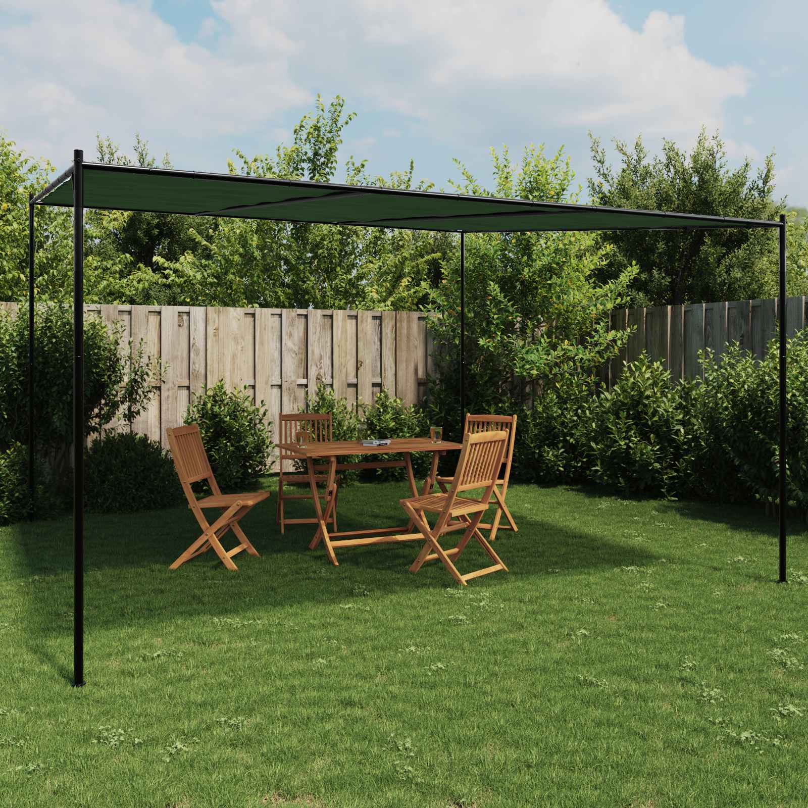 Gazebo 4 x 3,98 x 2,67 m Verde Poliestere e Acciaio