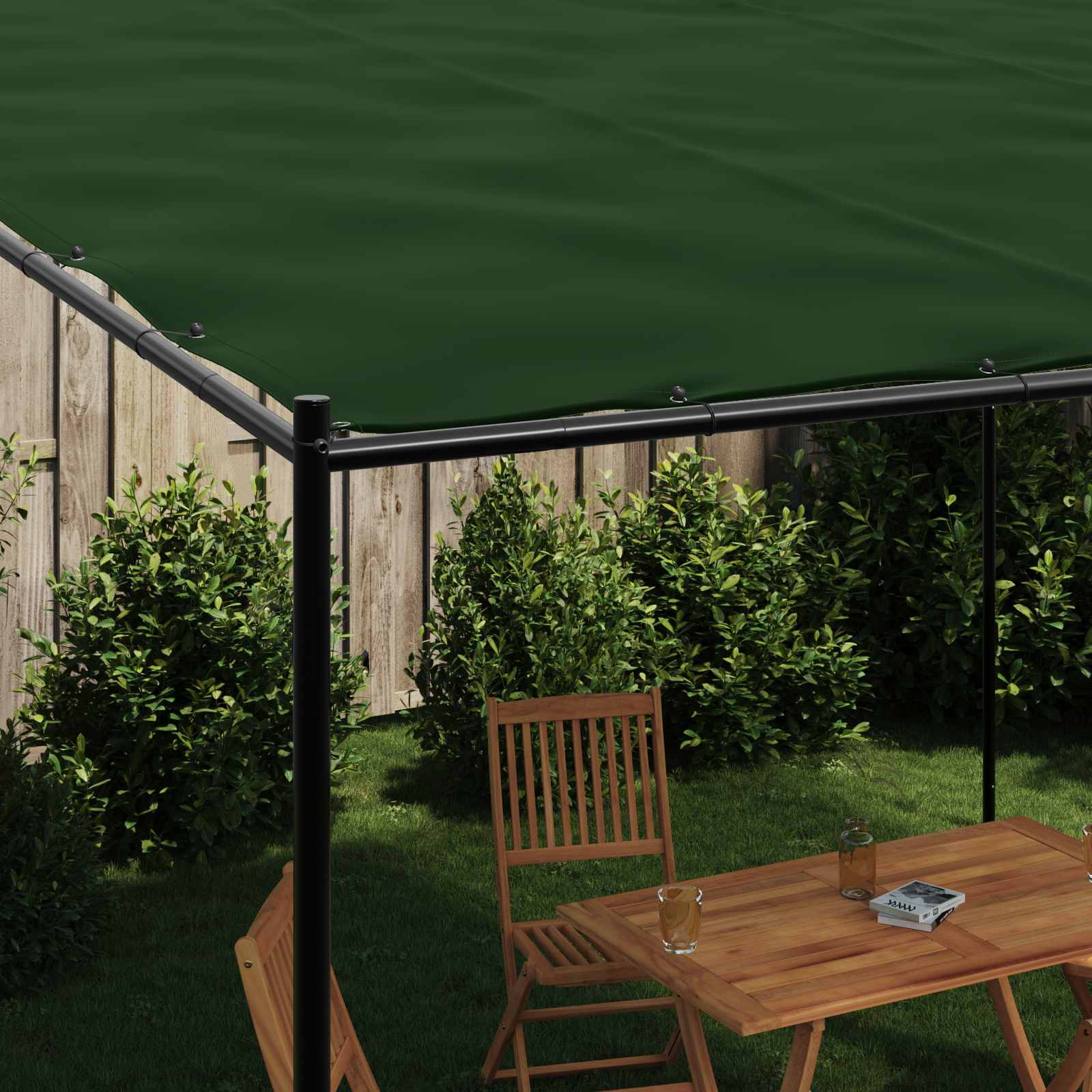 Gazebo 4 x 3,98 x 2,67 m Verde Poliestere e Acciaio