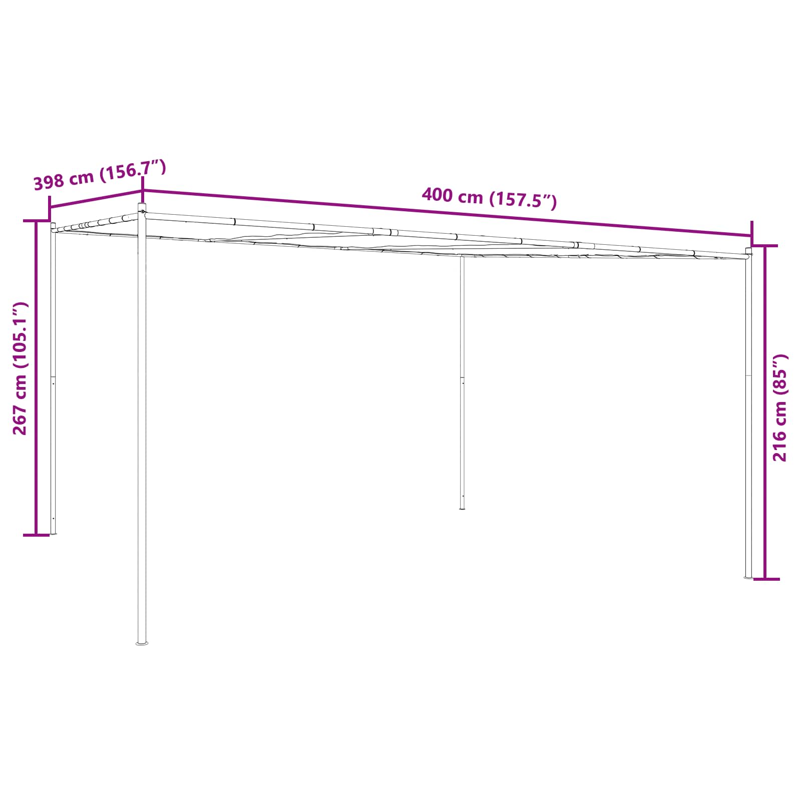 Gazebo 4 x 3,98 x 2,67 m Verde Poliestere e Acciaio
