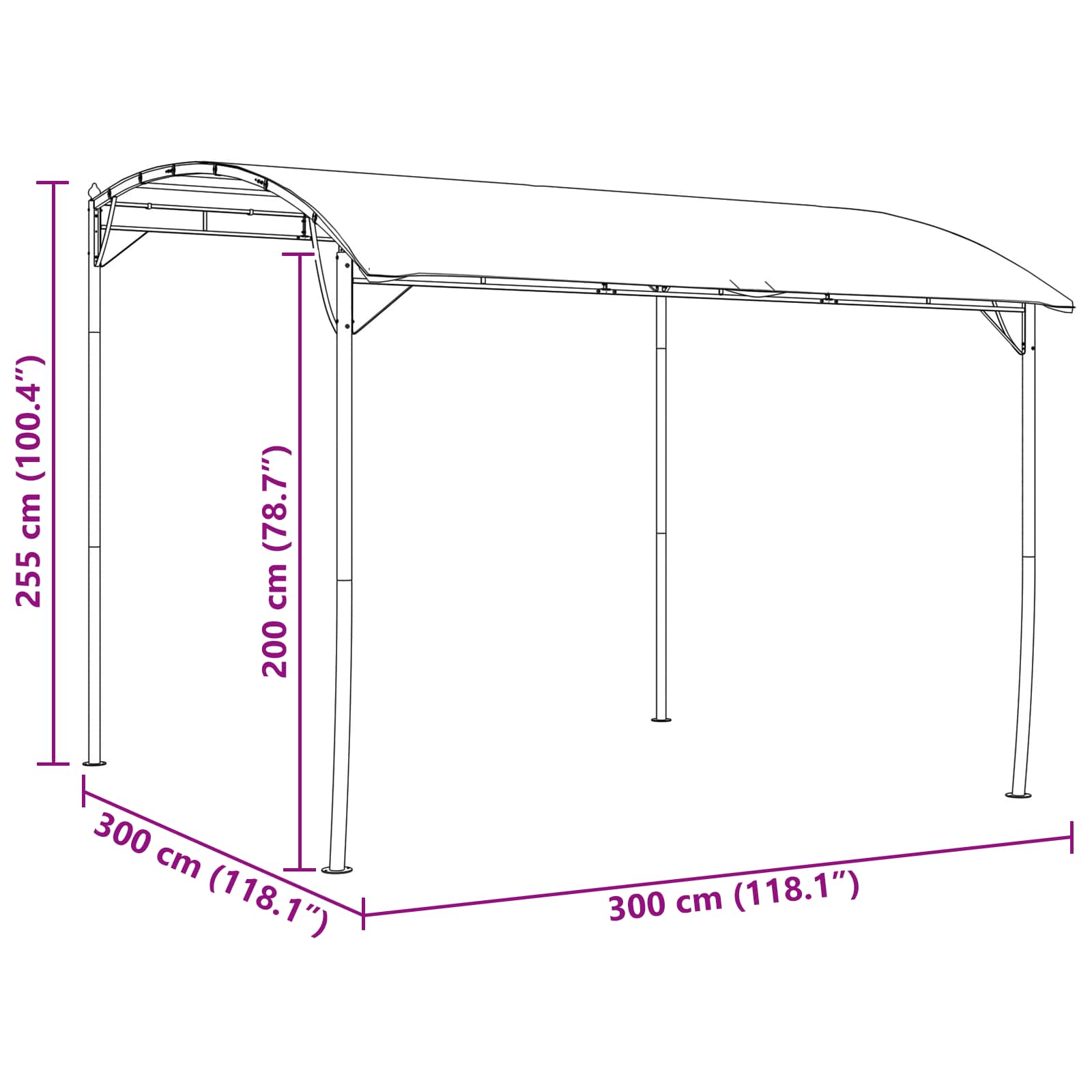 Gazebo 3 x 3 x 2,55 m Verde