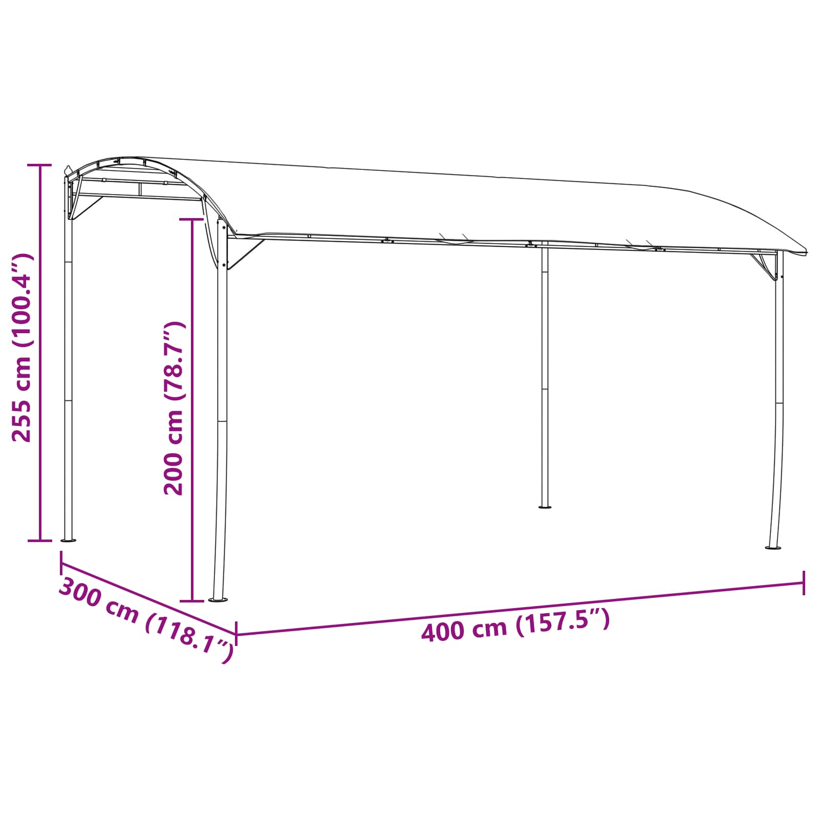 Gazebo 4 x 3 x 2,55 m Verde