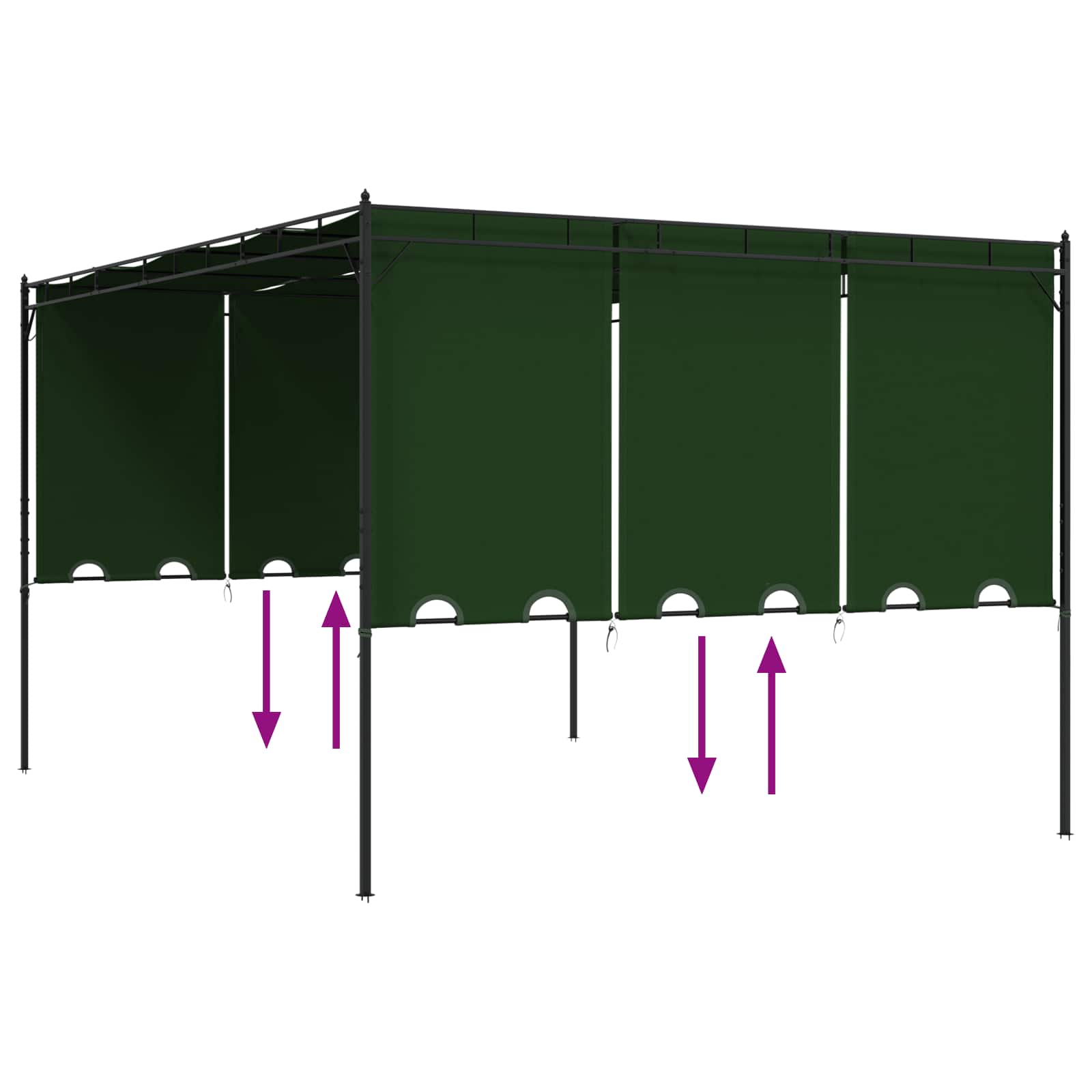 Gazebo 4 x 3 x 2,3 m Verde Poliestere e Acciaio