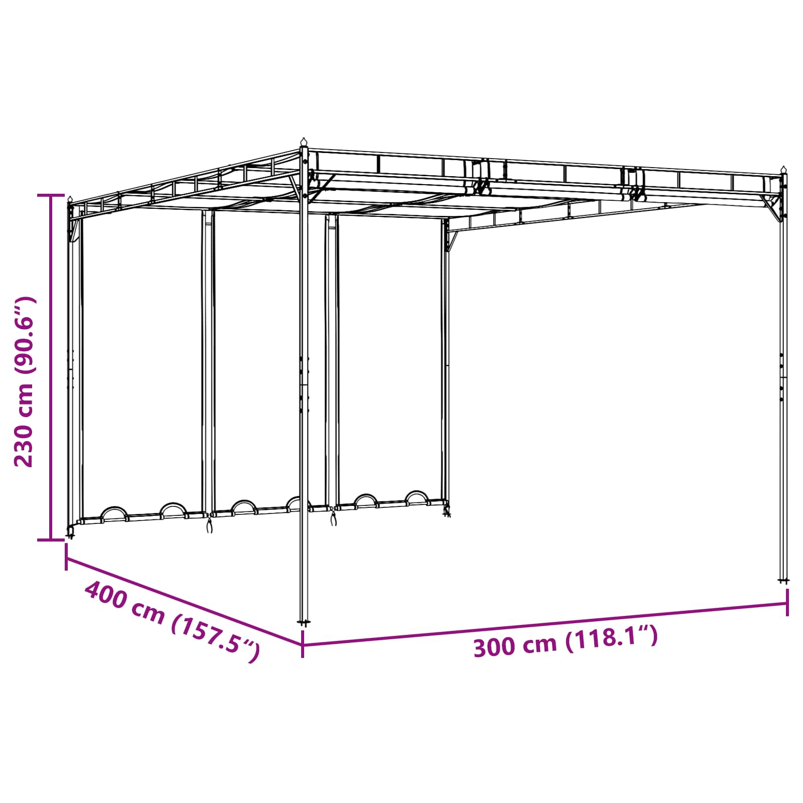 Gazebo 4 x 3 x 2,3 m Verde Poliestere e Acciaio