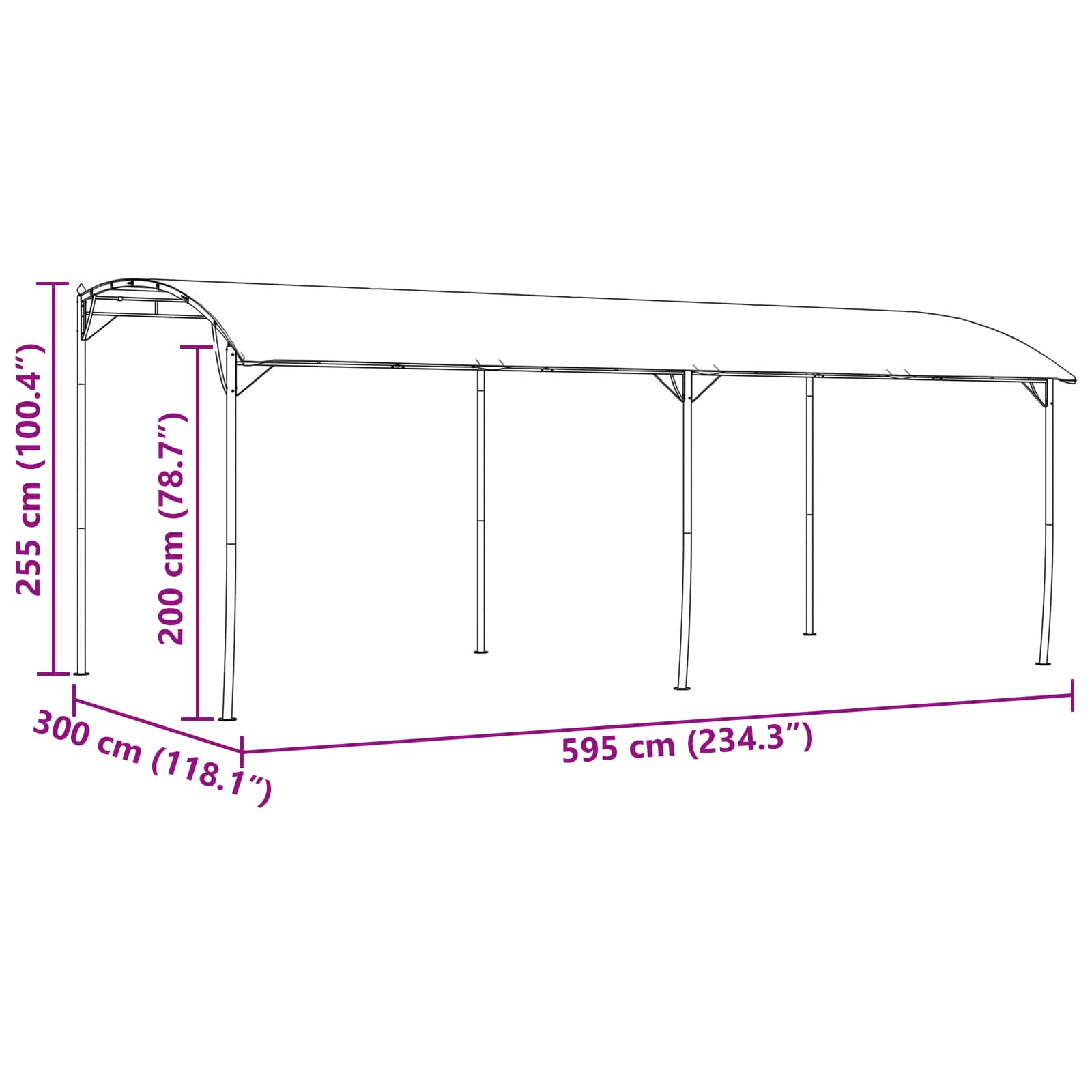 Gazebo 6 x 3 x 2,55 m Verde