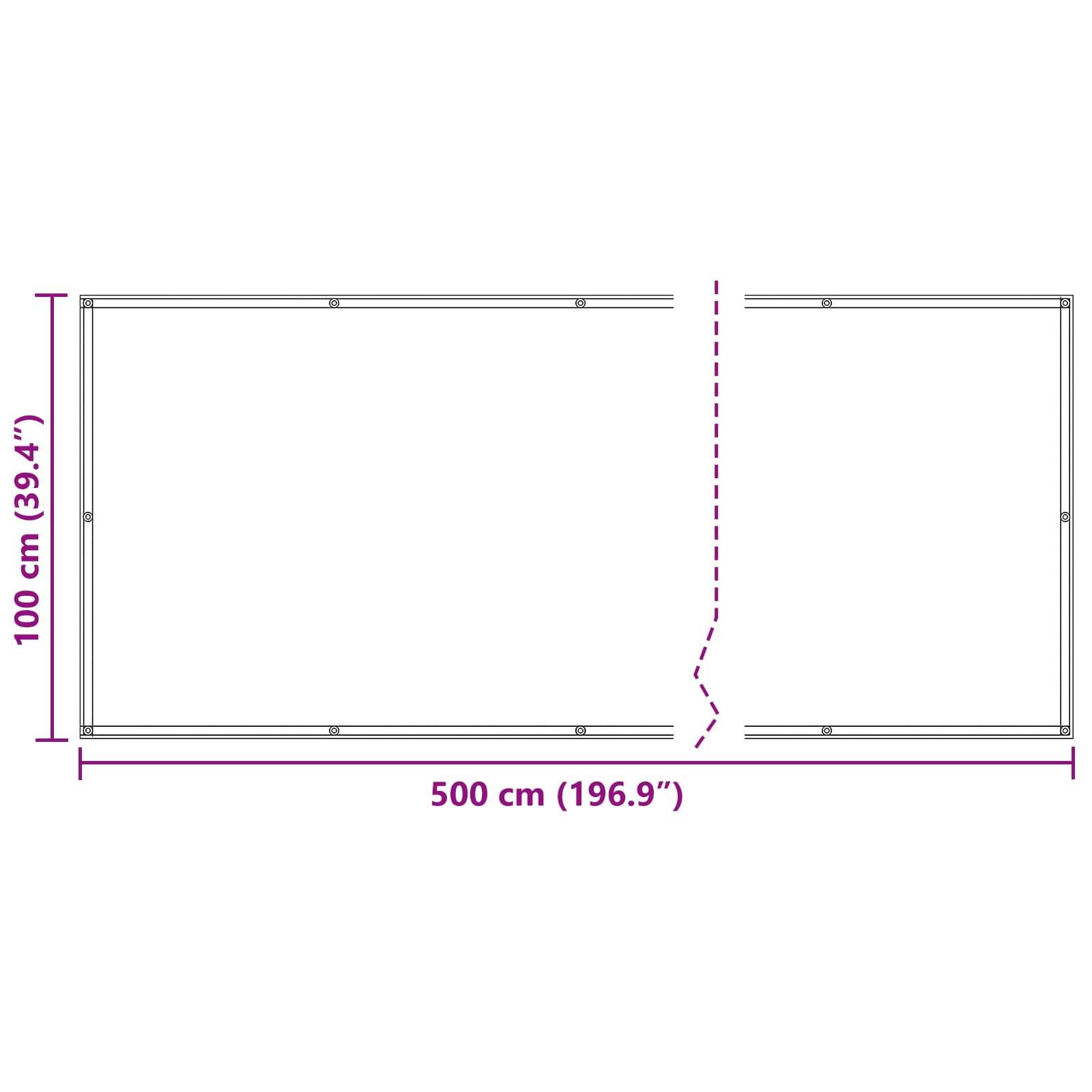 Schermo da balcone 100 x 500 cm Tessuto Oxford Rettangolare