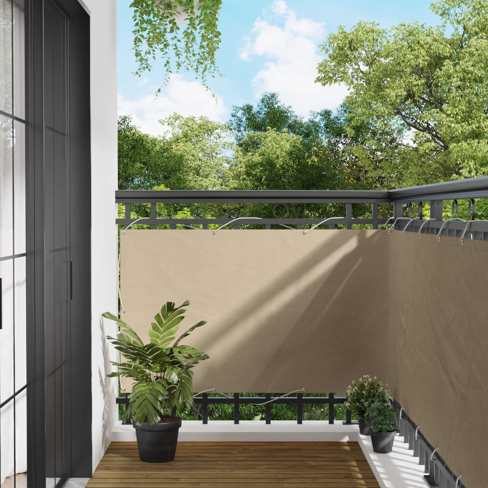 Schermo da balcone 90 x 200 cm Oxford alu rivestito in PU