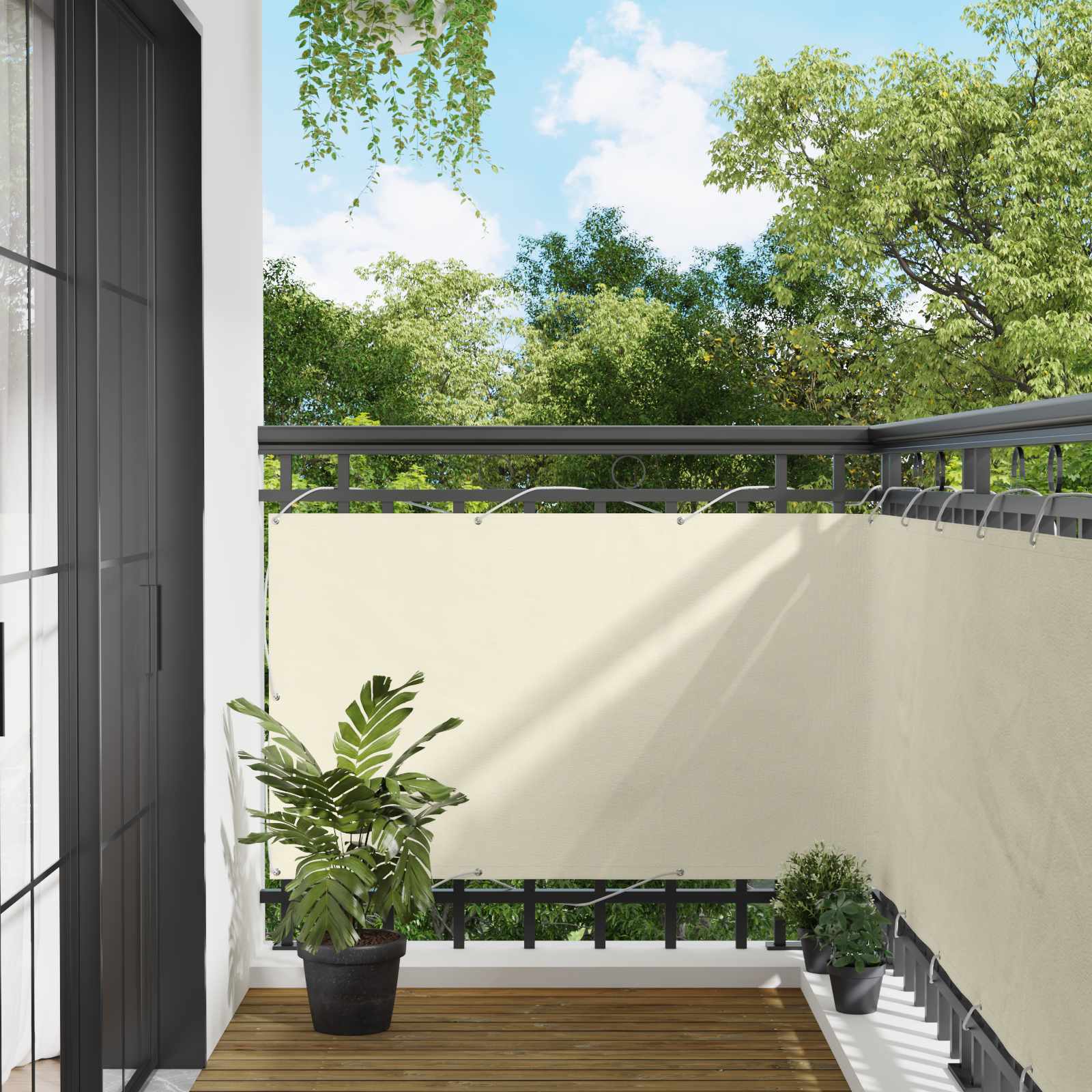 Schermo da balcone 90 x 200 cm Oxford alu rivestito in PU