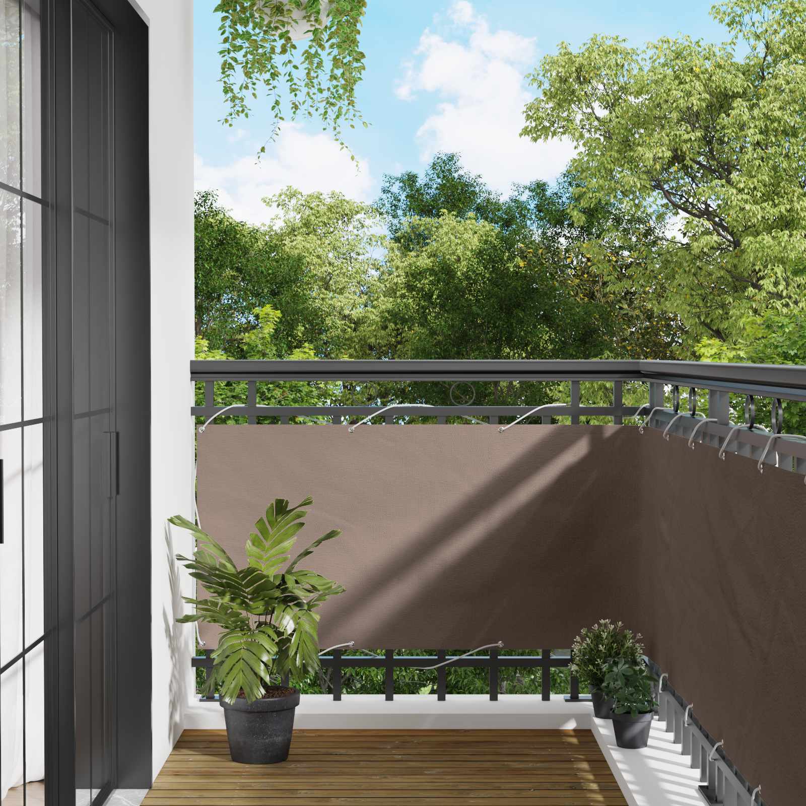 Schermo da balcone 75 x 200 cm Oxford alu rivestito in PU