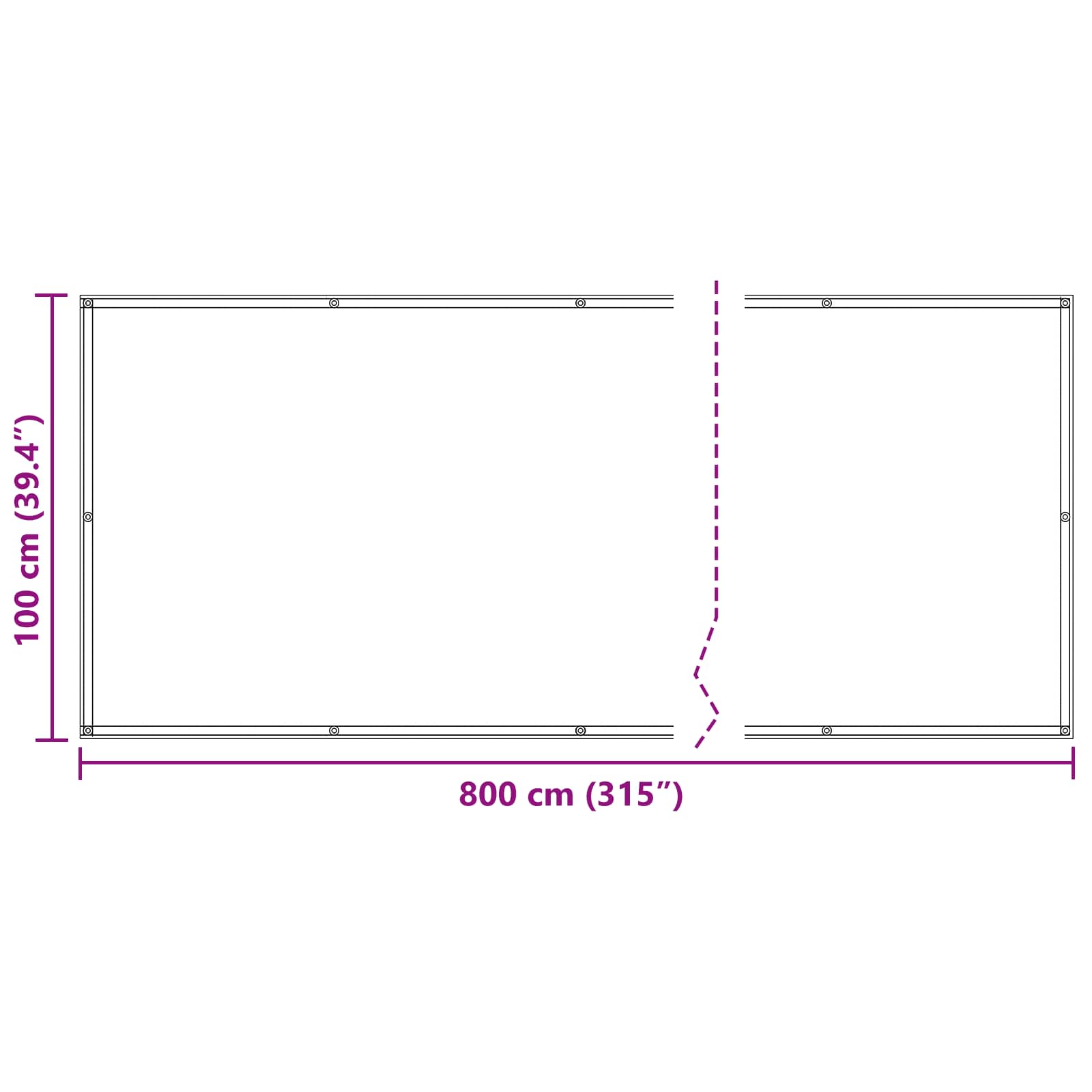 Schermo da balcone 100 x 800 cm Tessuto Oxford Rettangolare