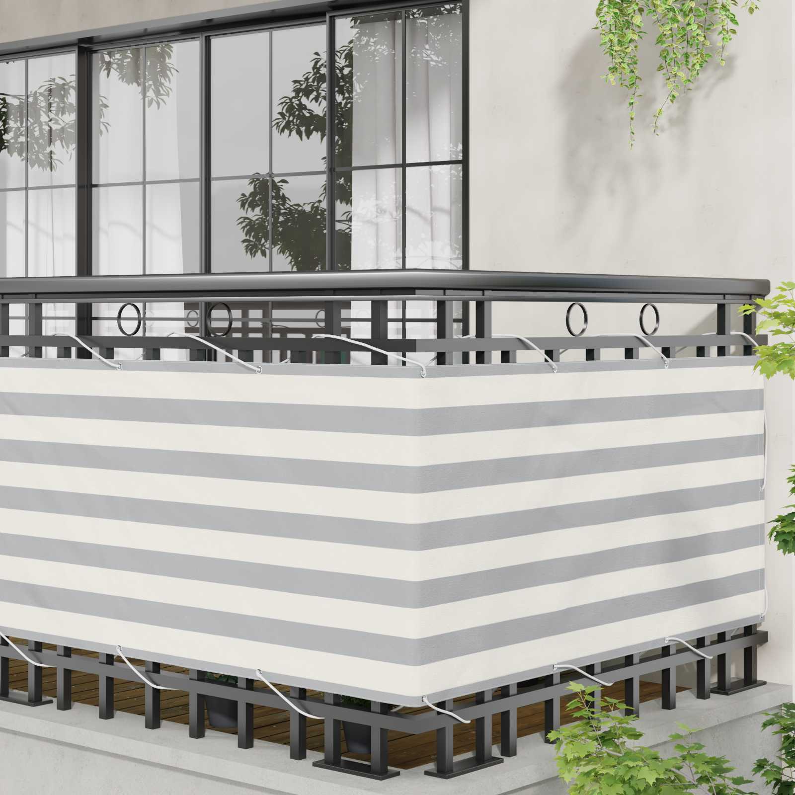 Schermo da balcone 75 x 300 cm Oxford alu rivestito in PU