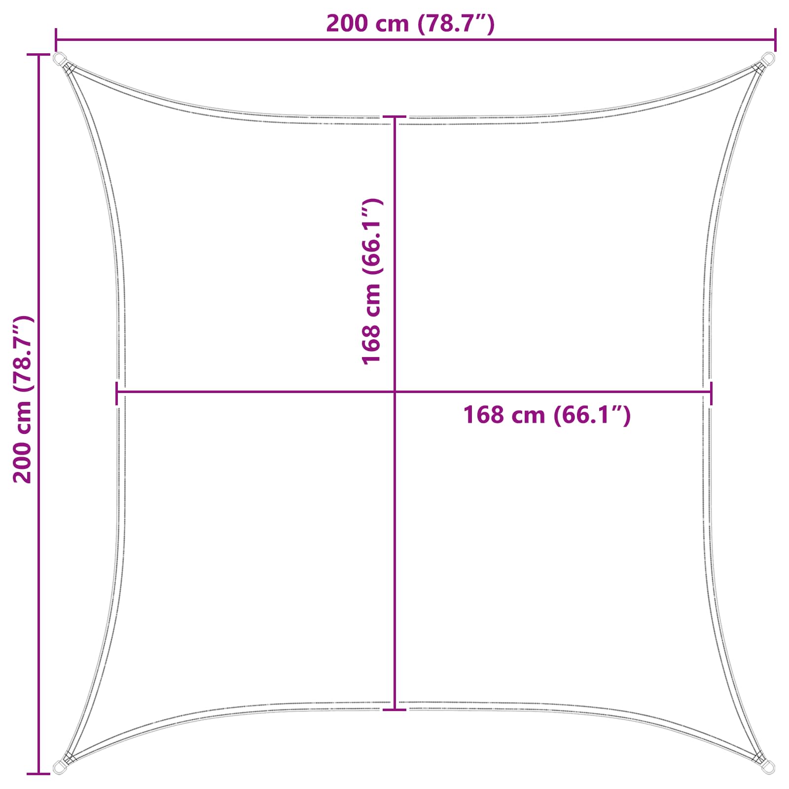 Vela da ombra solare 2 x 2 m 100% Poliestere Oxford Quadrato