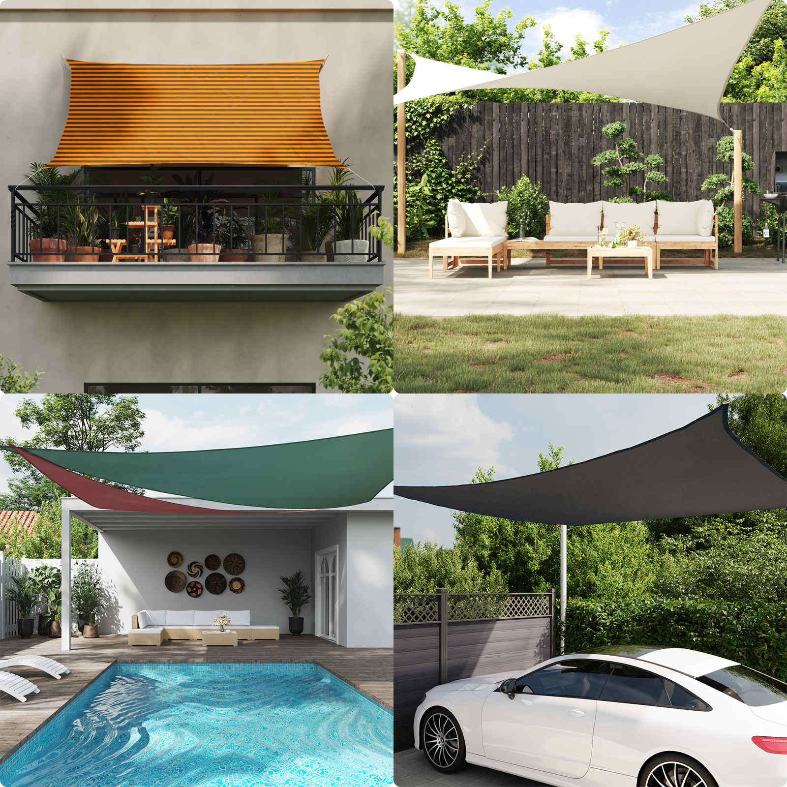 Vela da ombra solare 2 x 2 m 100% Poliestere Oxford Quadrato