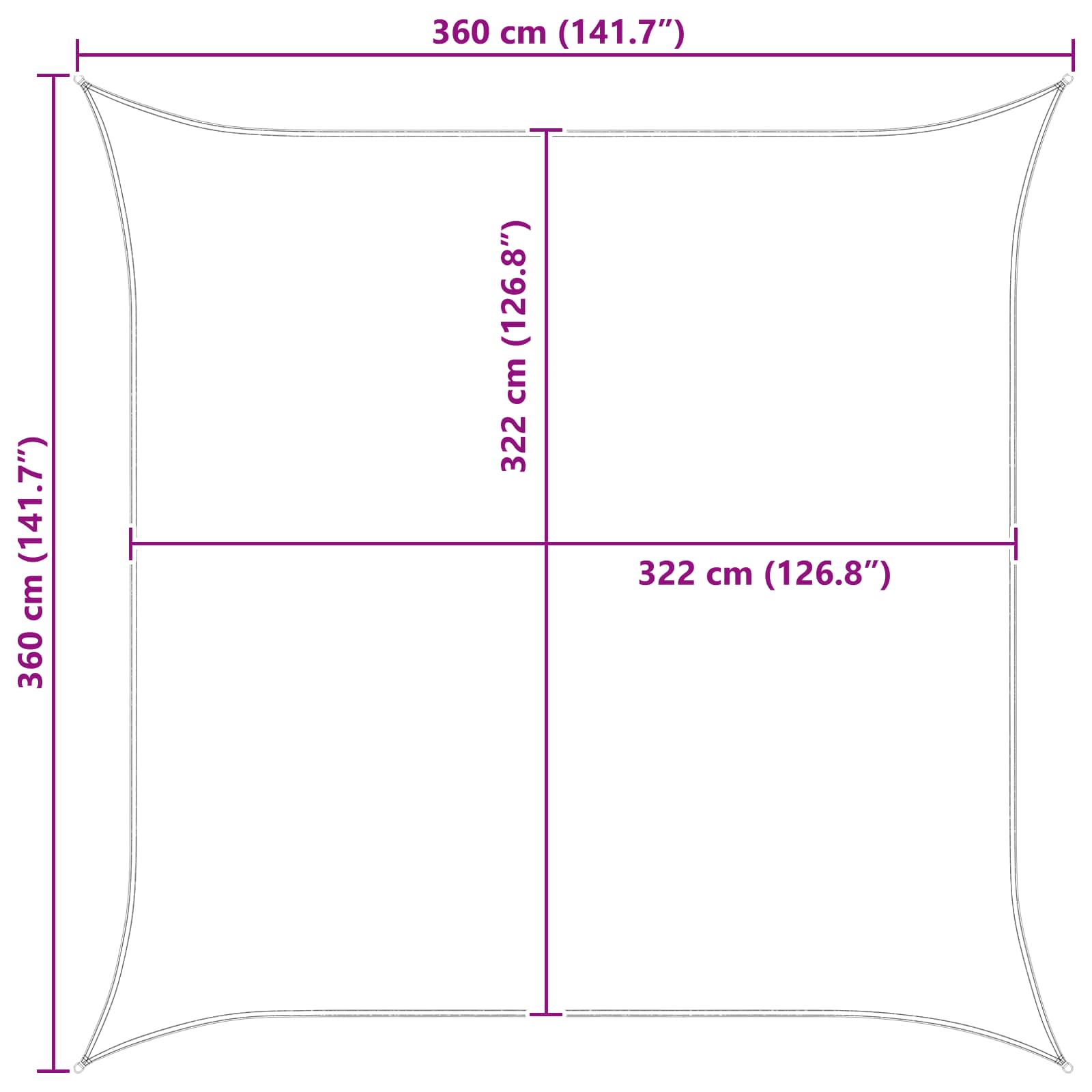 Vela da ombra solare 3,6 x 3,6 m 100% Poliestere Oxford