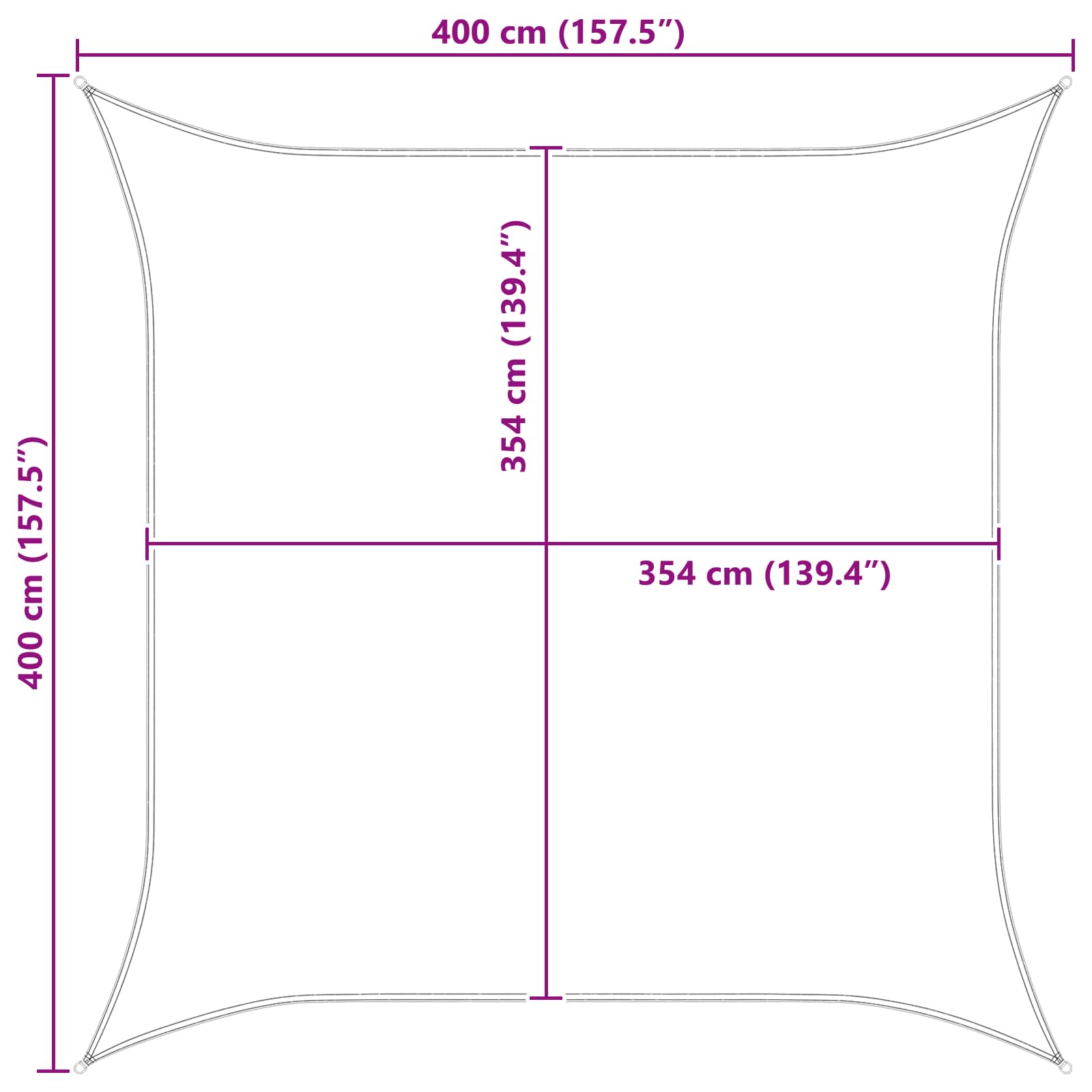 Vela da ombra solare 4 x 4 m 100% Poliestere Oxford Quadrato