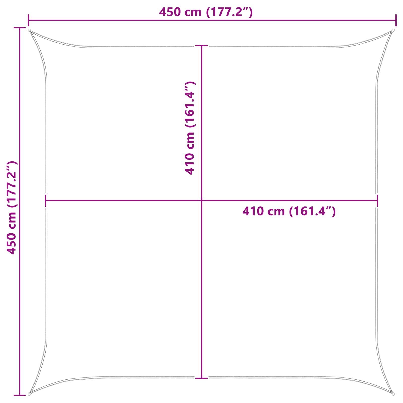 Vela da ombra solare 4,5 x 4,5 m 100% Poliestere Oxford