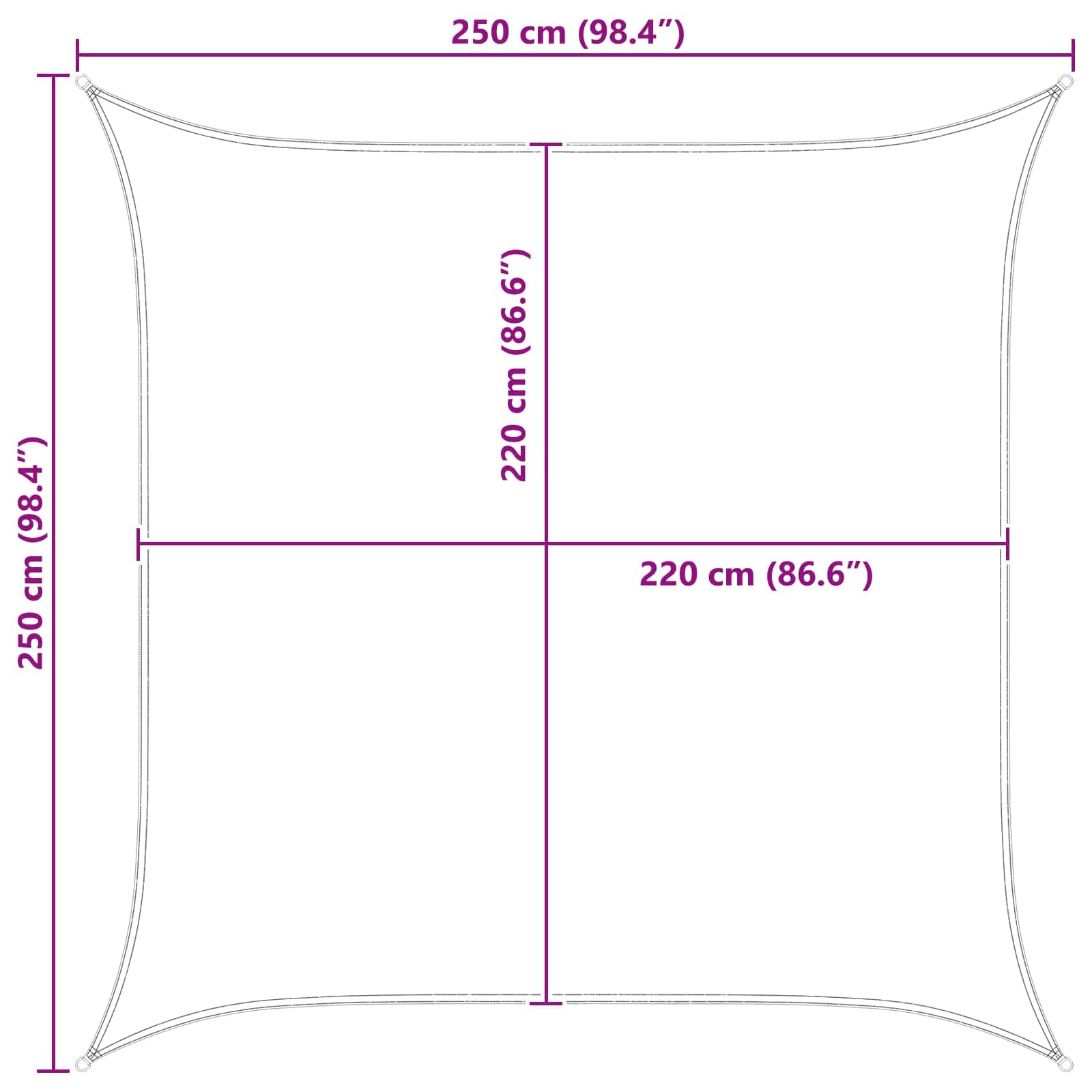 Vela da ombra solare 2,5 x 2,5 m 100% Poliestere Oxford