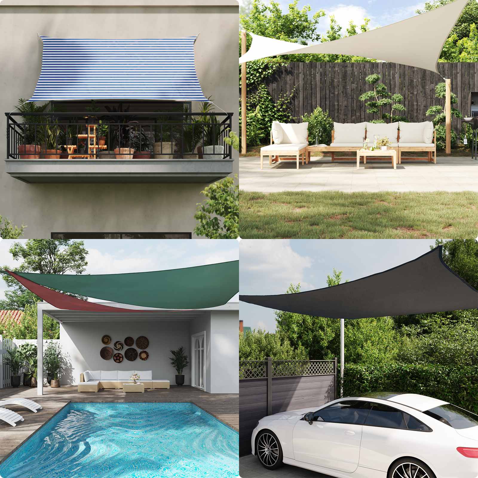 Vela da ombra solare 2 x 2 m 100% Poliestere Oxford Quadrato