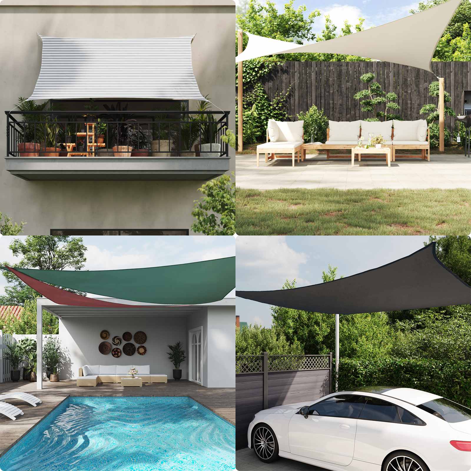 Vela da ombra solare 2 x 2 m 100% Poliestere Oxford Quadrato
