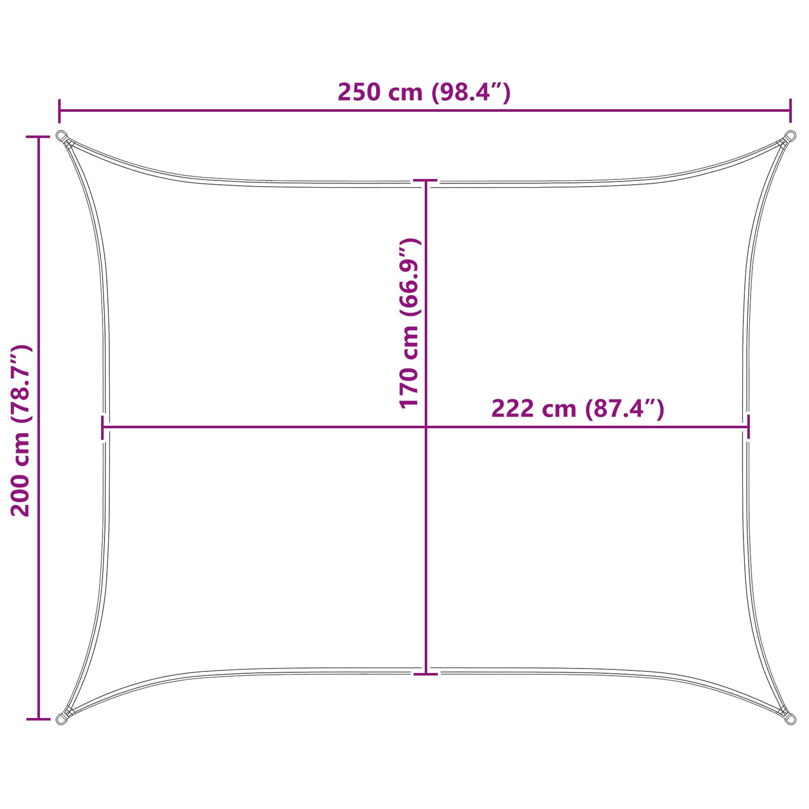 Vela da ombra solare Oxford rivestito in PU