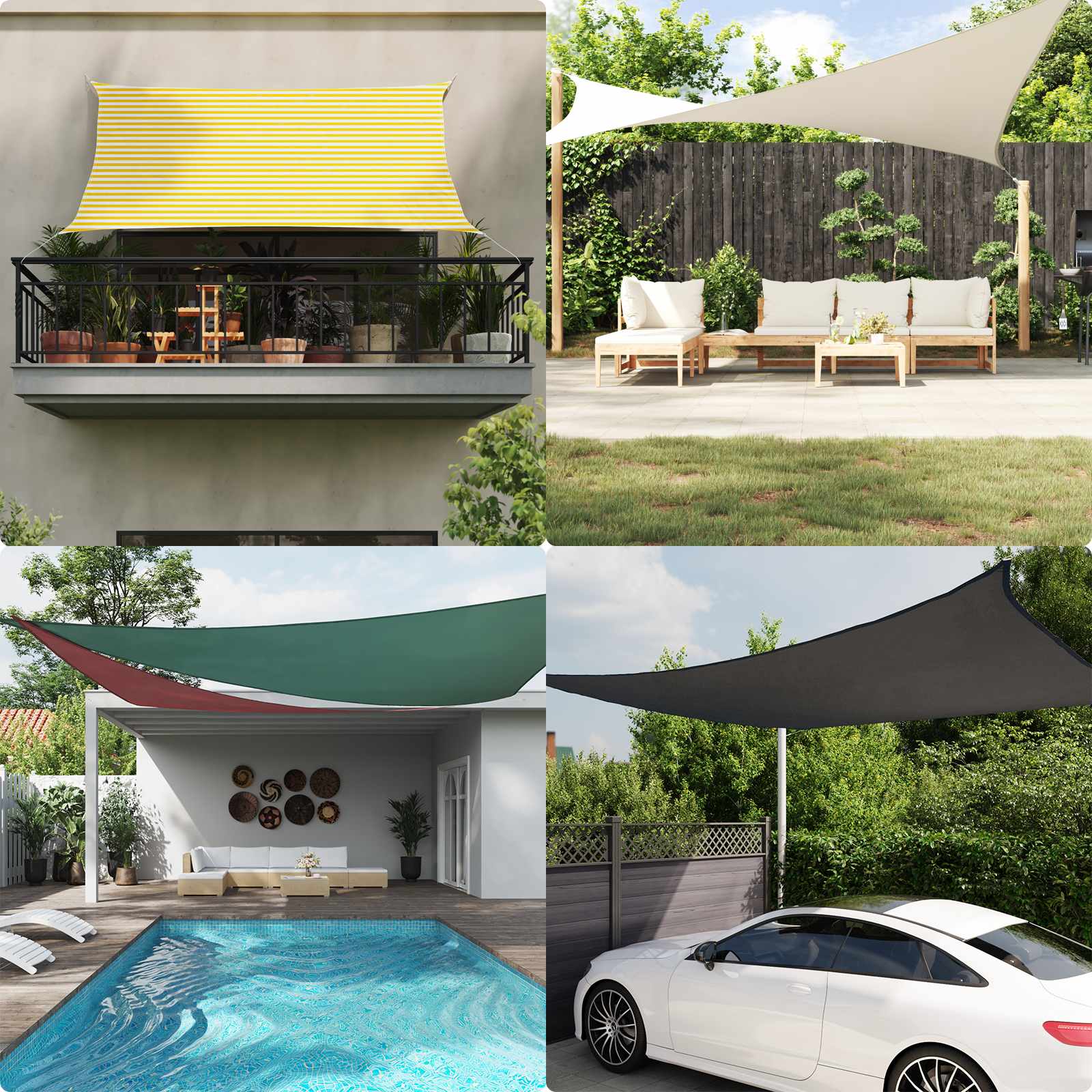 Vela da ombra solare Giallo e Bianco 8 x 6 m