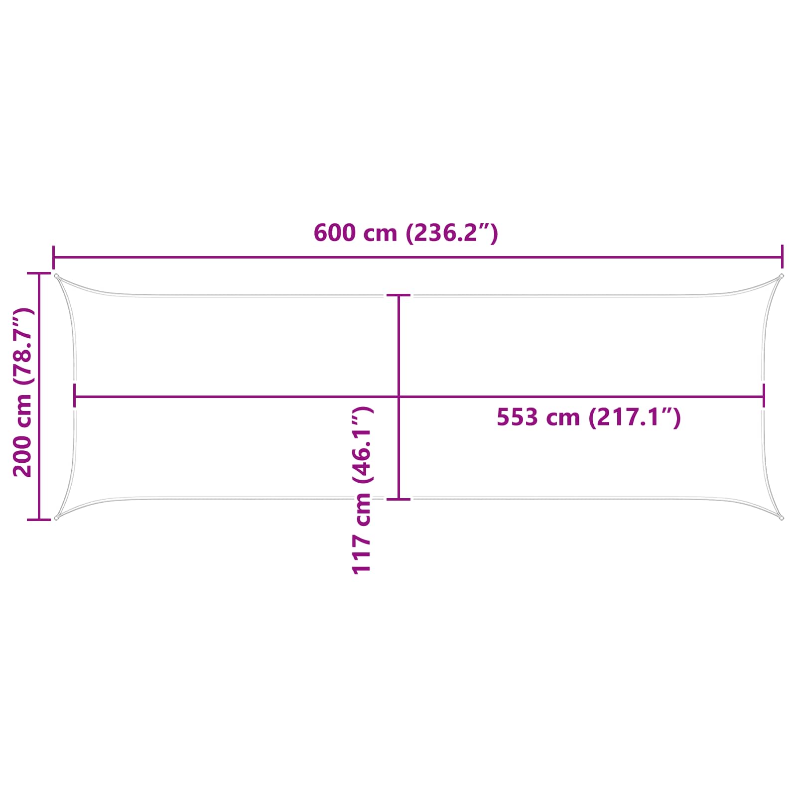 Vela da ombra solare Grigio chiaro e bianco 2 x 6 m