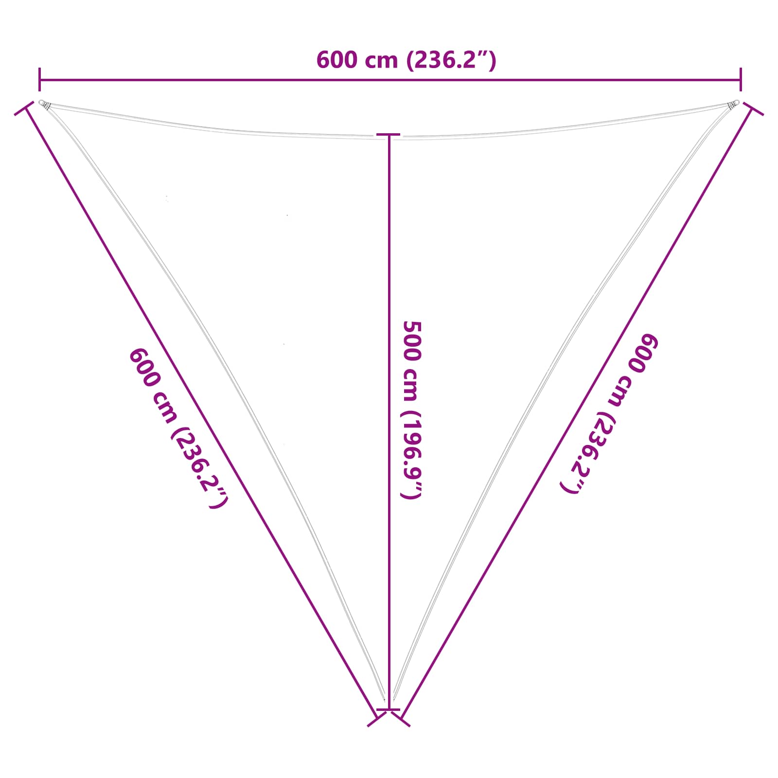 Vela da ombra solare 6 x 6 x 6 m 100% Poliestere Oxford