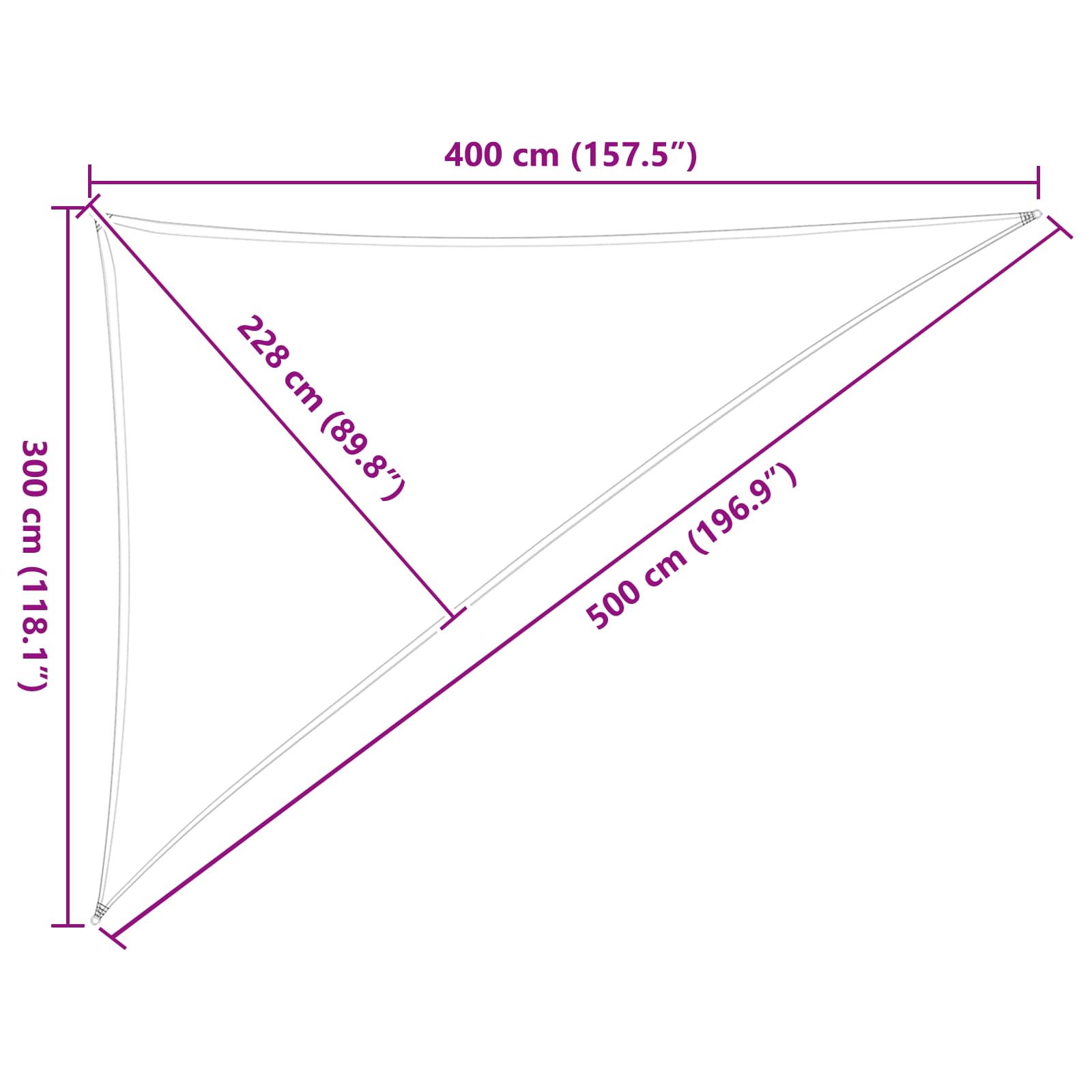 Vela da ombra solare 3 x 4 x 5 m 100% Poliestere Oxford