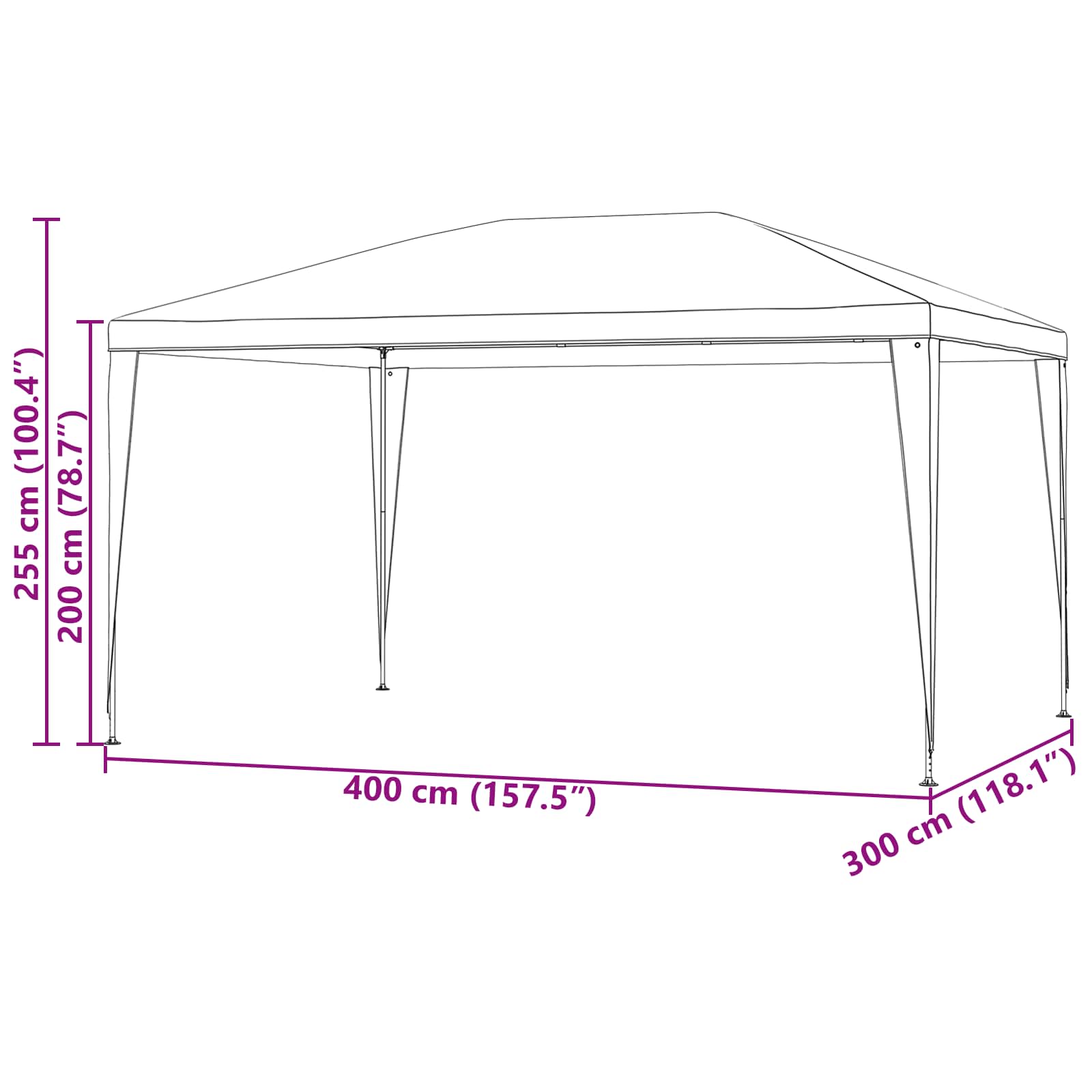 Tenda Party 400 x 300 x 255 cm Rosso PE e Acciaio
