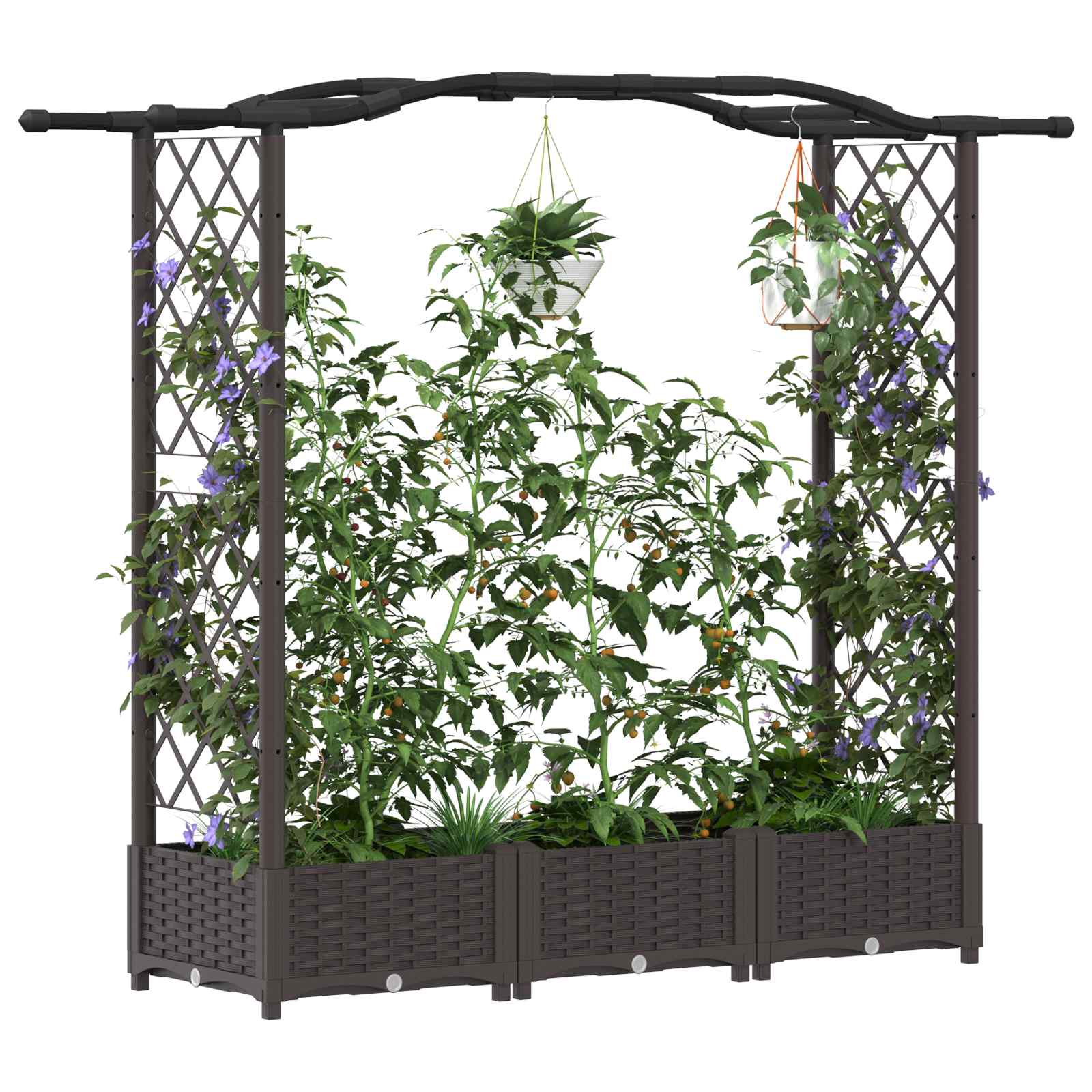 Letto Rialzato con Griglia e Tetto Marrone 169 x 40 x 123 cm PP
