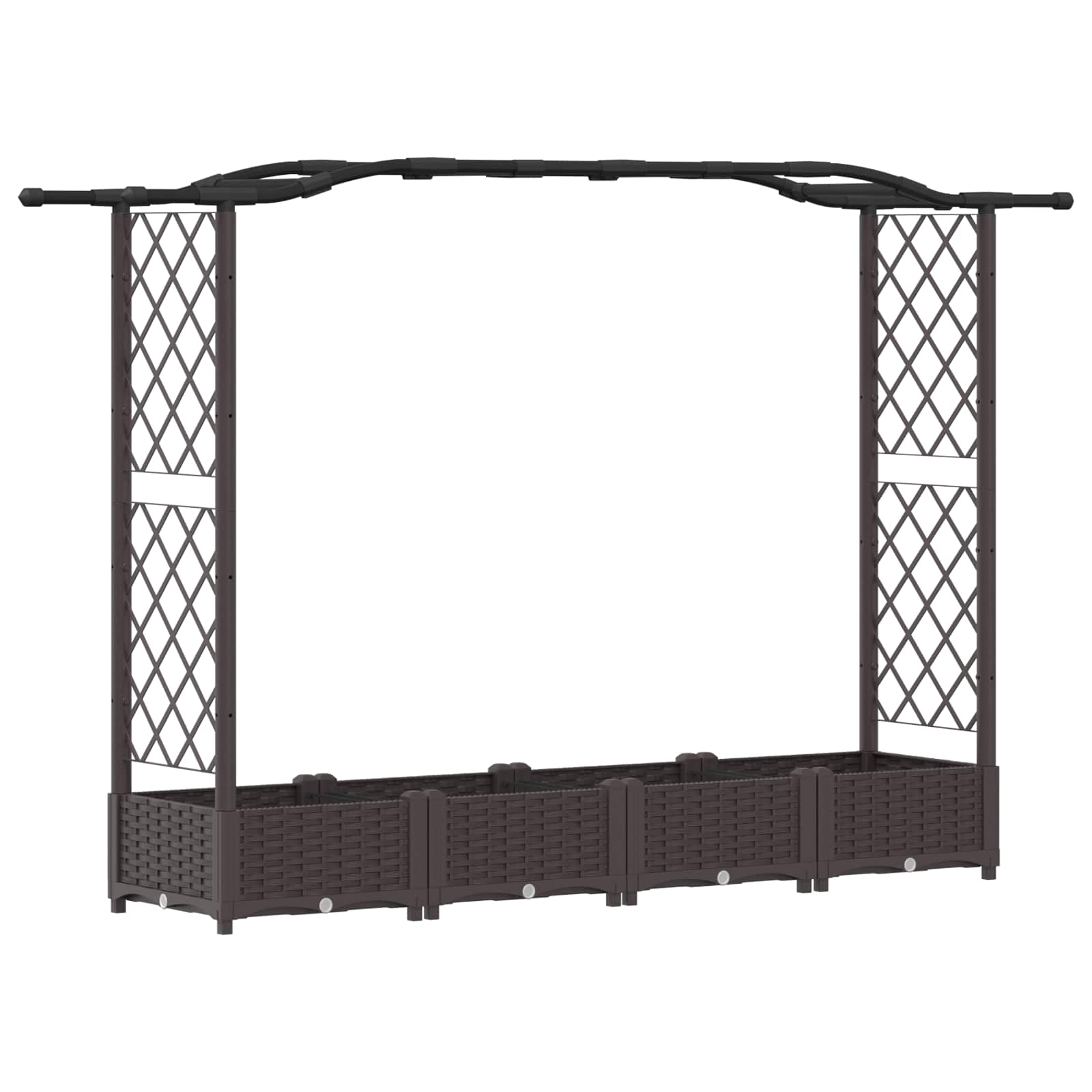 Letto Rialzato con Griglia e Tetto Marrone 207 x 40 x 123 cm PP