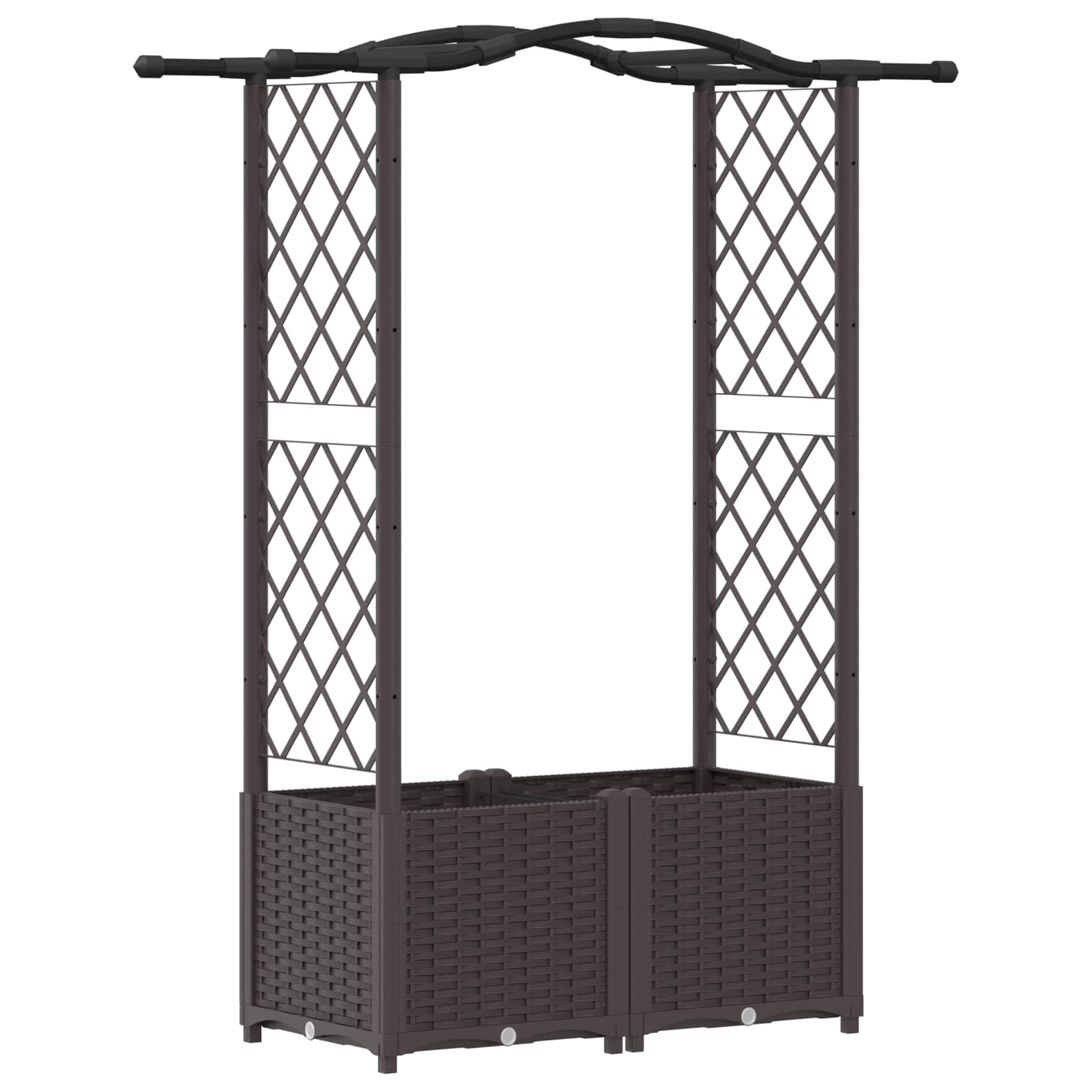 Letto Rialzato con Griglia e Tetto Marrone 125 x 40 x 138 cm PP