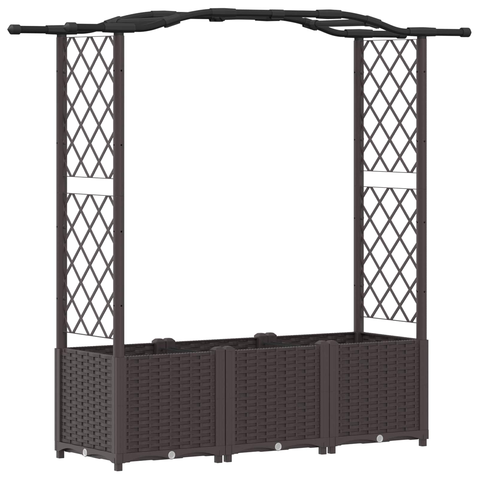 Letto Rialzato con Griglia e Tetto Marrone 164 x 40 x 138 cm PP