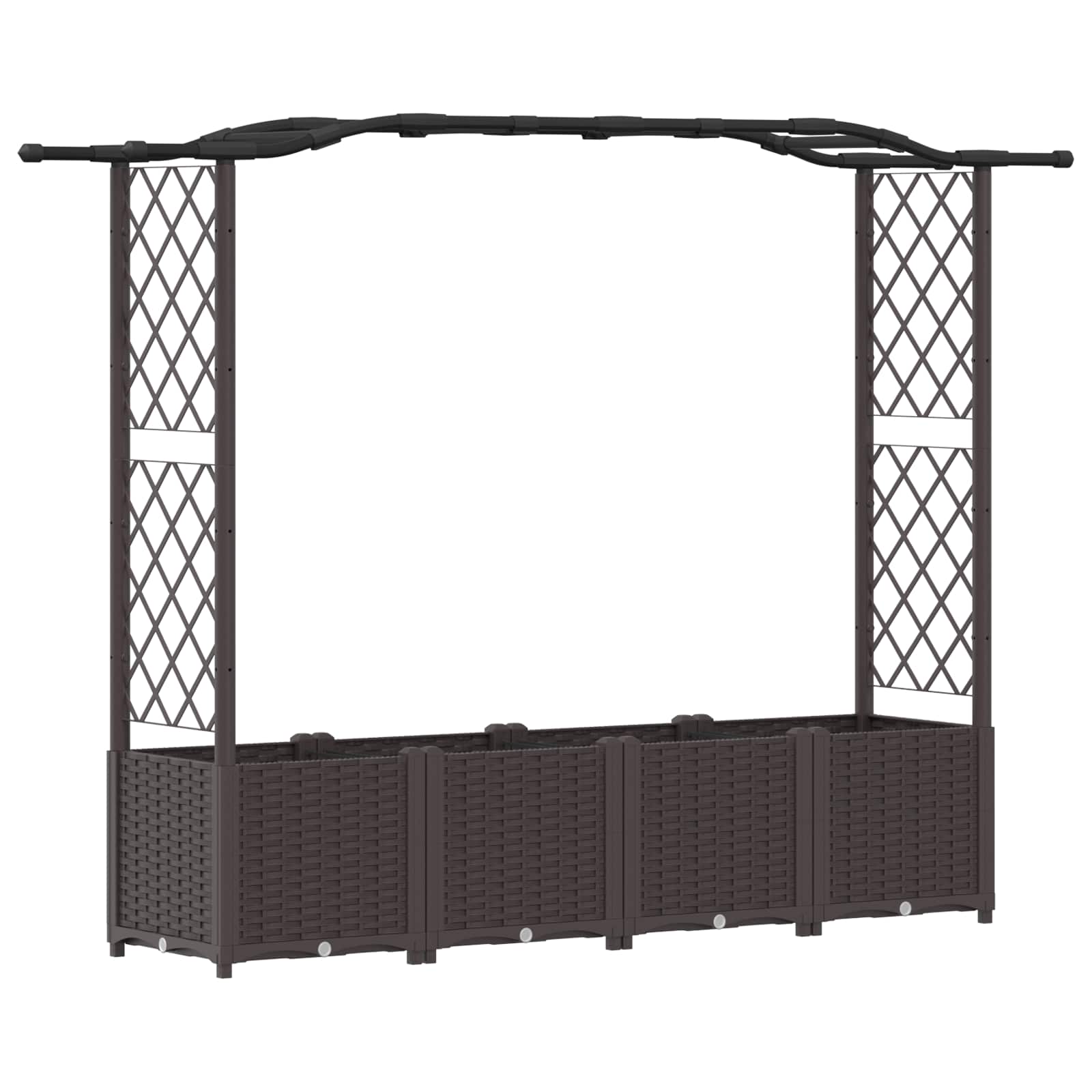 Letto Rialzato con Griglia e Tetto Marrone 204 x 40 x 138 cm PP