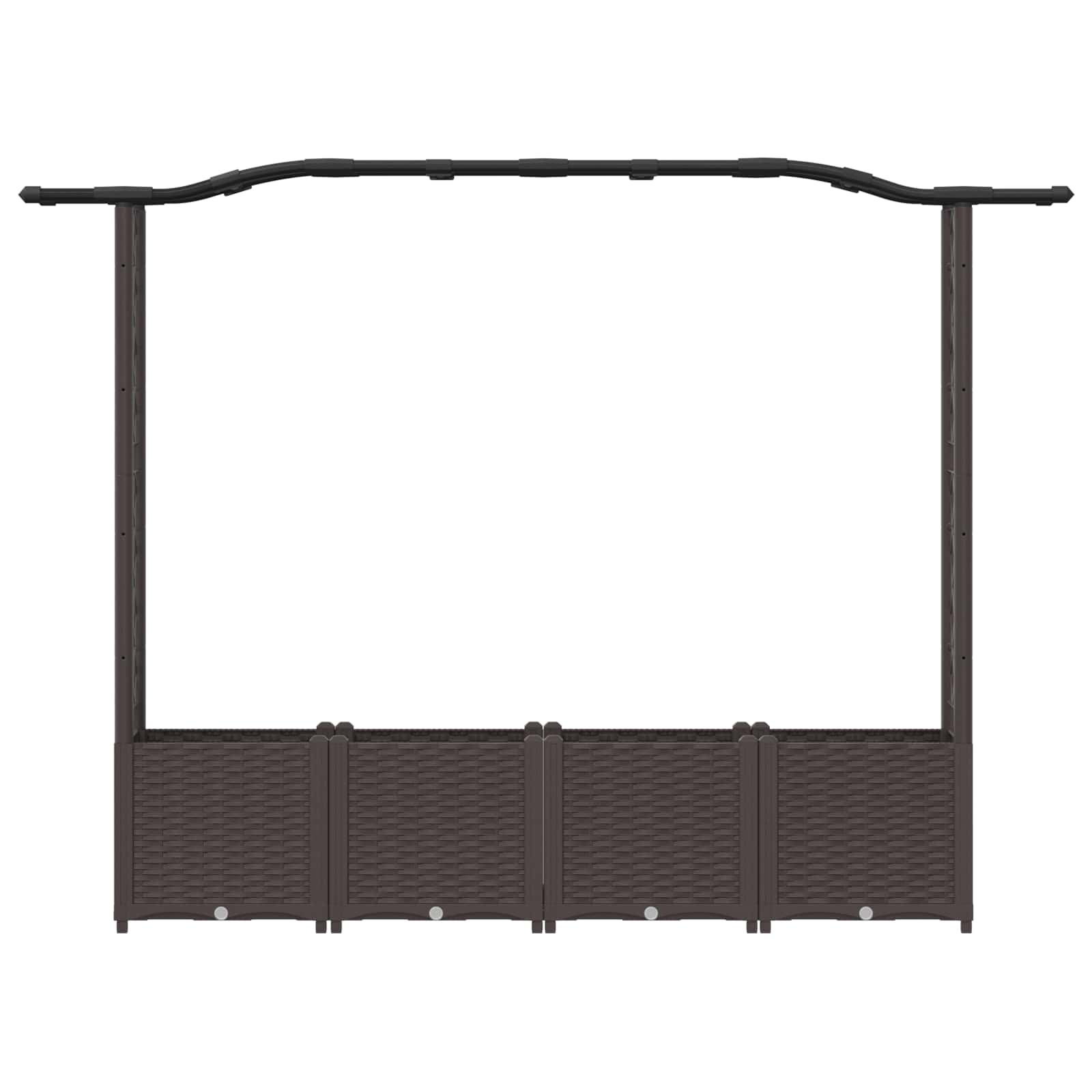 Letto Rialzato con Griglia e Tetto Marrone 204 x 40 x 138 cm PP