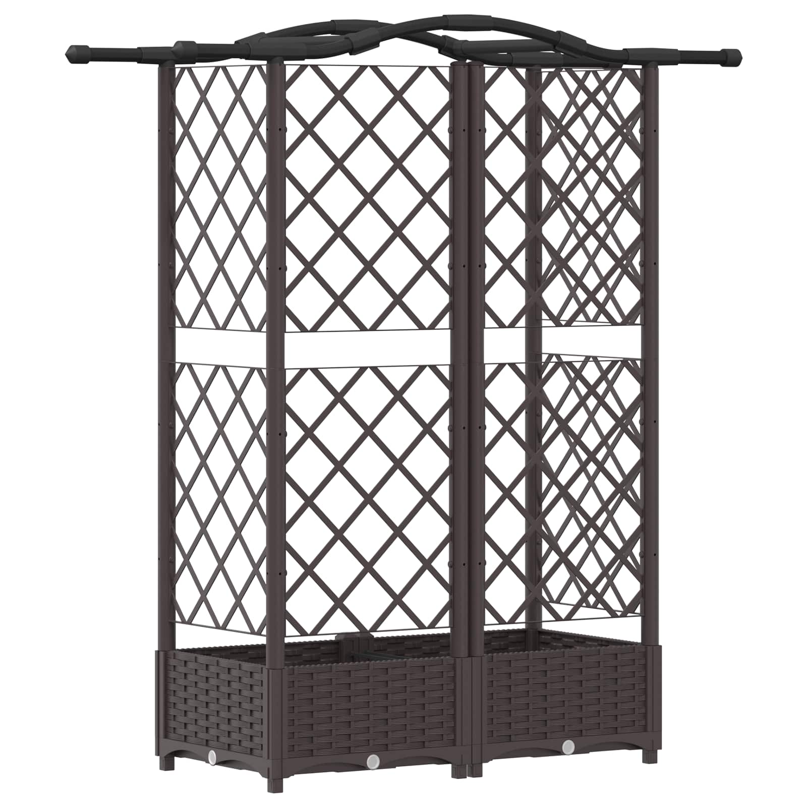 Letto Rialzato con Griglia e Tetto Marrone 124 x 40 x 123 cm PP