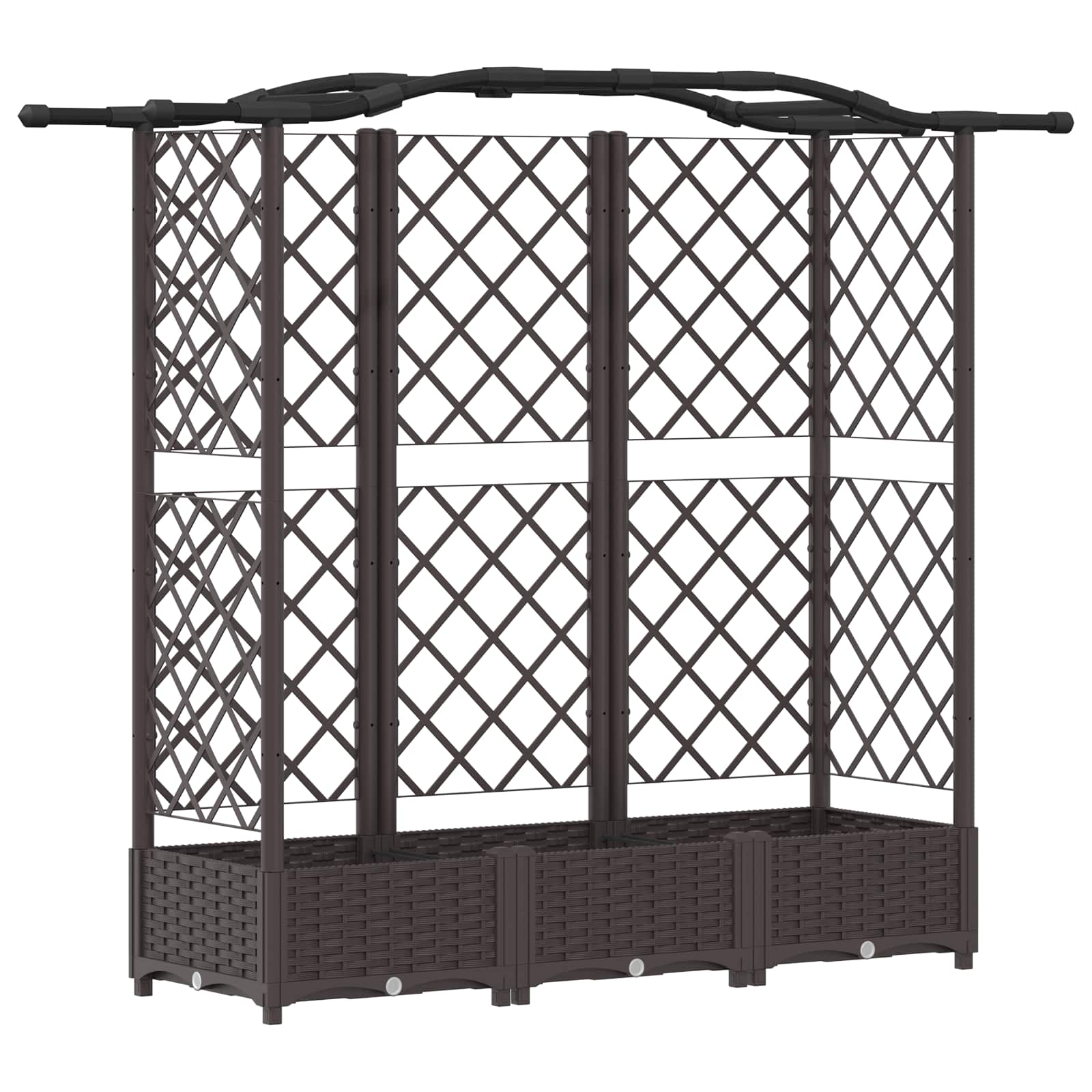 Letto Rialzato con Griglia e Tetto Marrone 163 x 40 x 123 cm PP