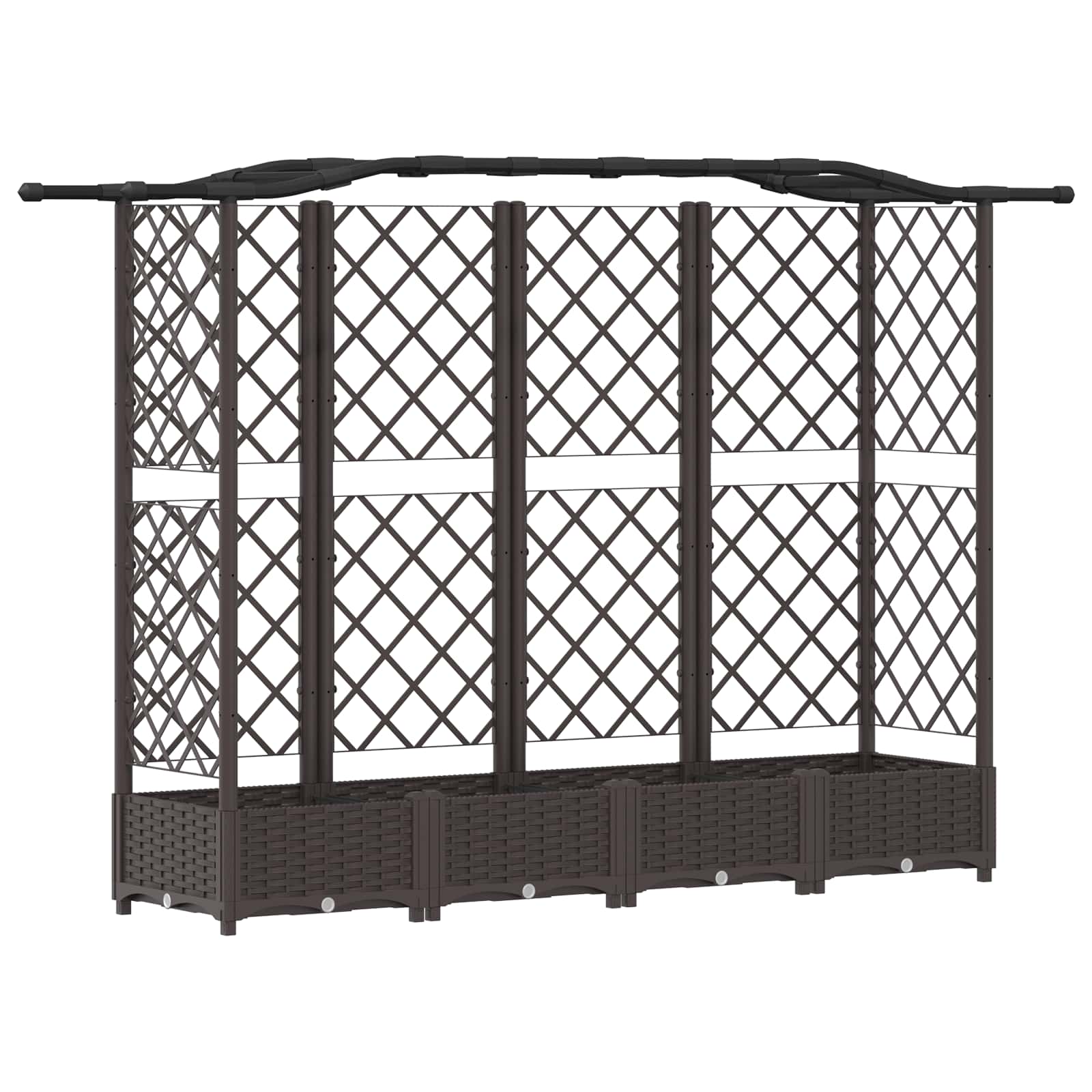 Letto Rialzato con Griglia e Tetto Marrone 203,5 x 40 x 123 cm