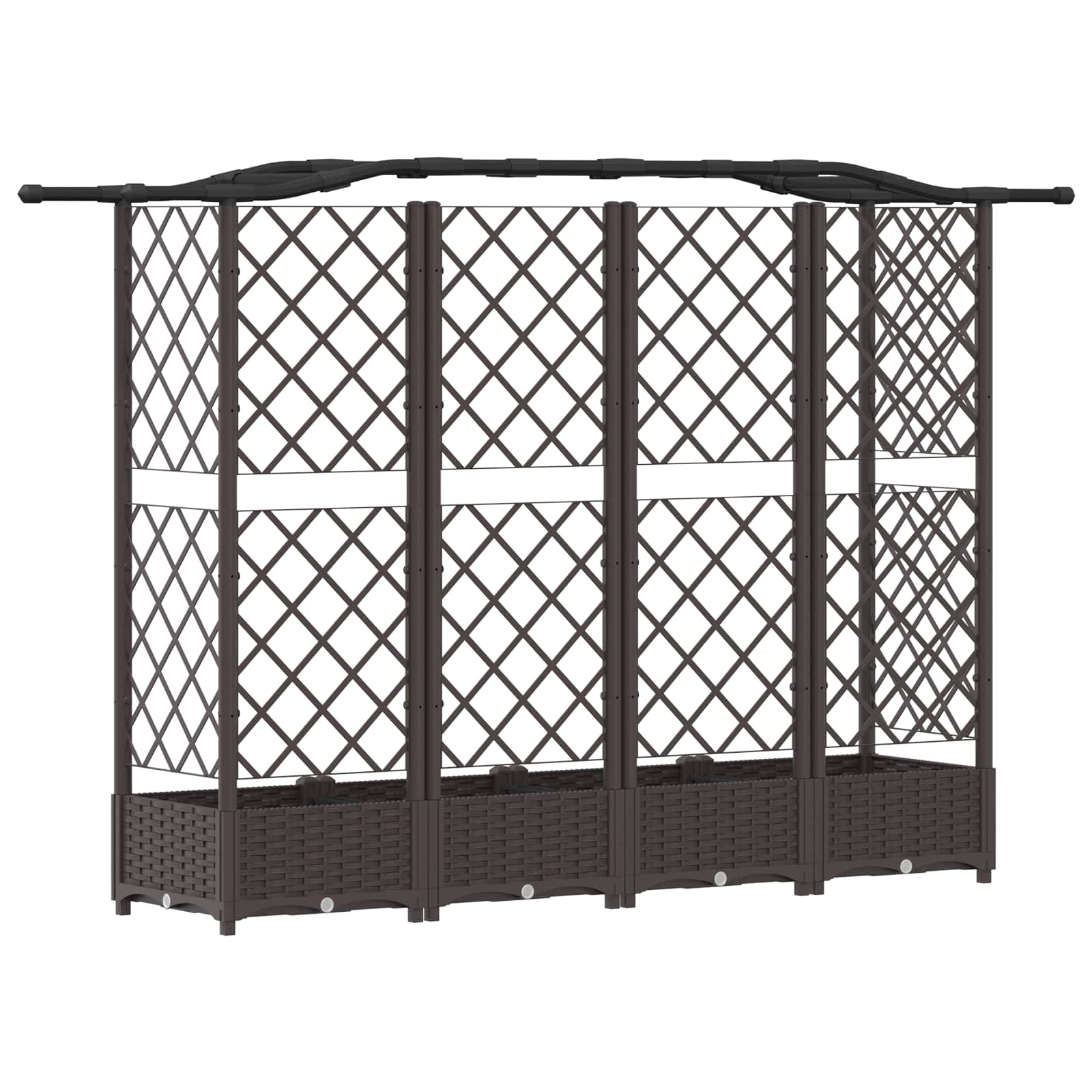 Letto Rialzato con Griglia e Tetto Marrone 203,5 x 40 x 123 cm