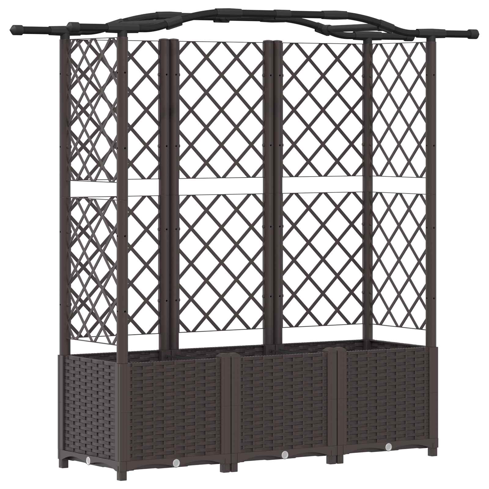 Letto Rialzato con Griglia e Tetto Marrone 163 x 40 x 138 cm PP