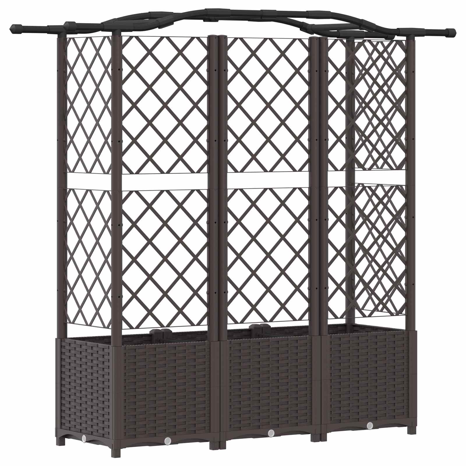 Letto Rialzato con Griglia e Tetto Marrone 163 x 40 x 138 cm PP