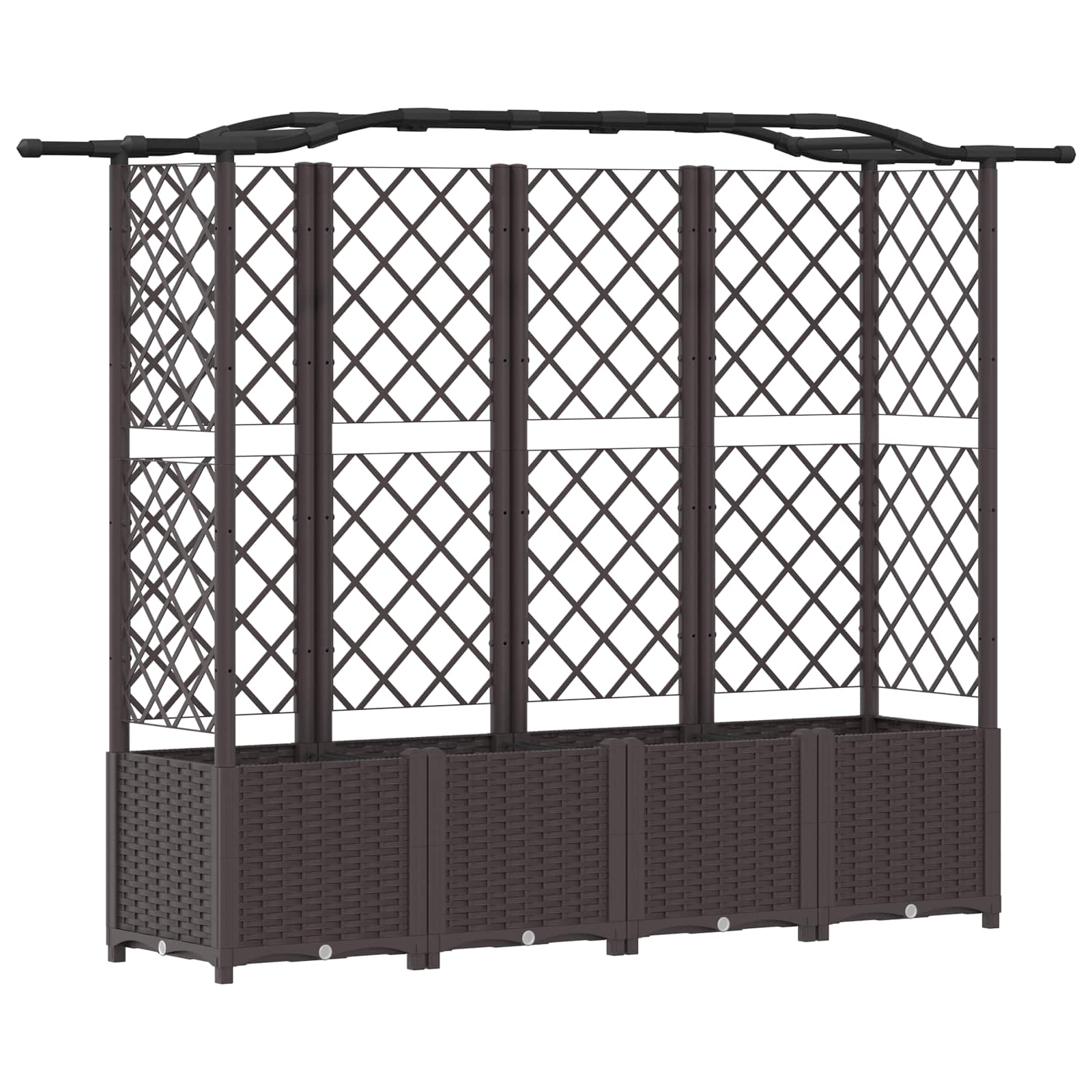 Letto Rialzato con Griglia e Tetto Marrone 204 x 40 x 138 cm PP