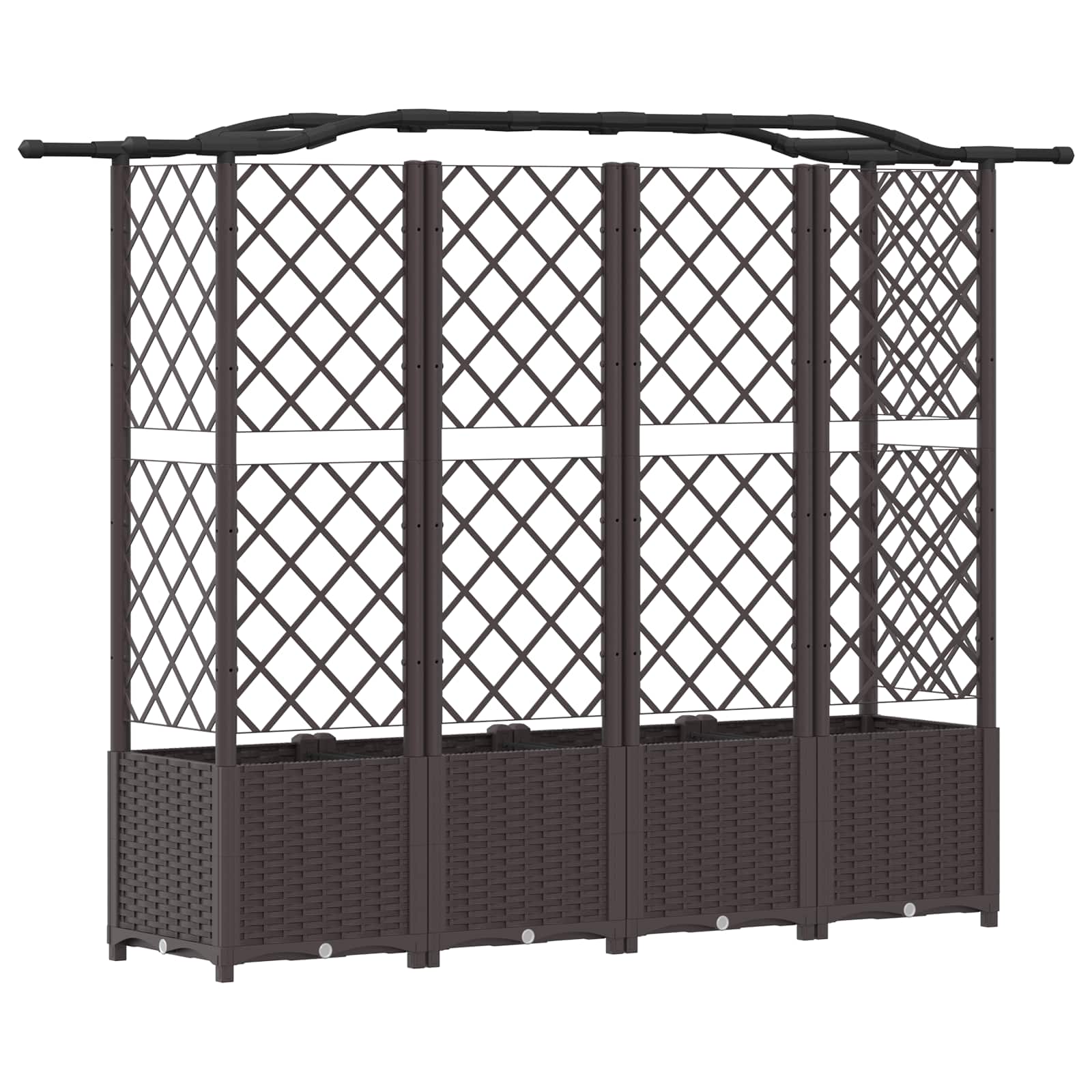 Letto Rialzato con Griglia e Tetto Marrone 204 x 40 x 138 cm PP