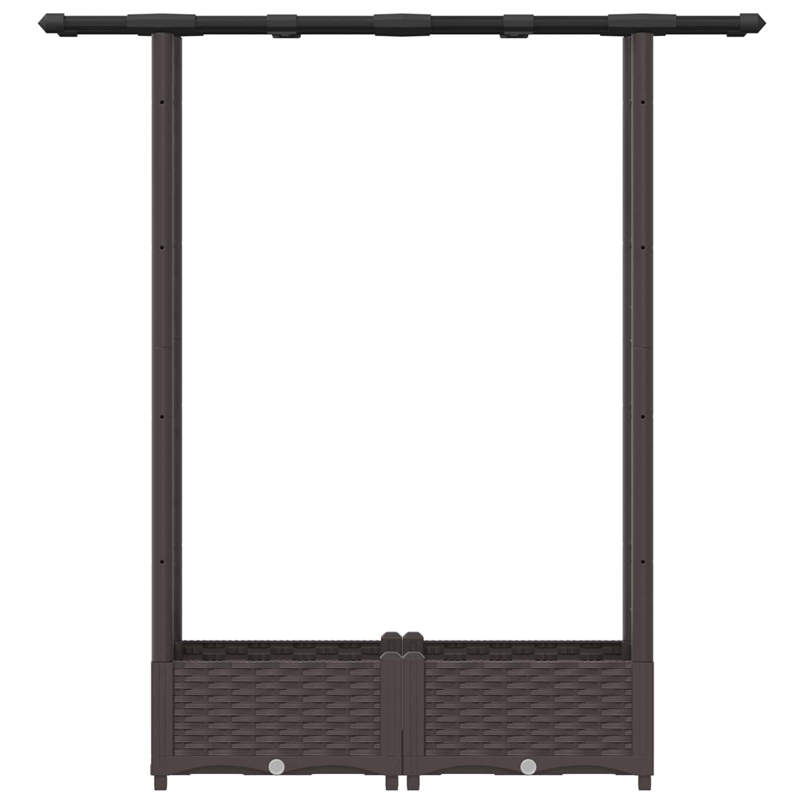 Letto Rialzato con Griglia e Tetto Marrone 122,5 x 40 x 121 cm