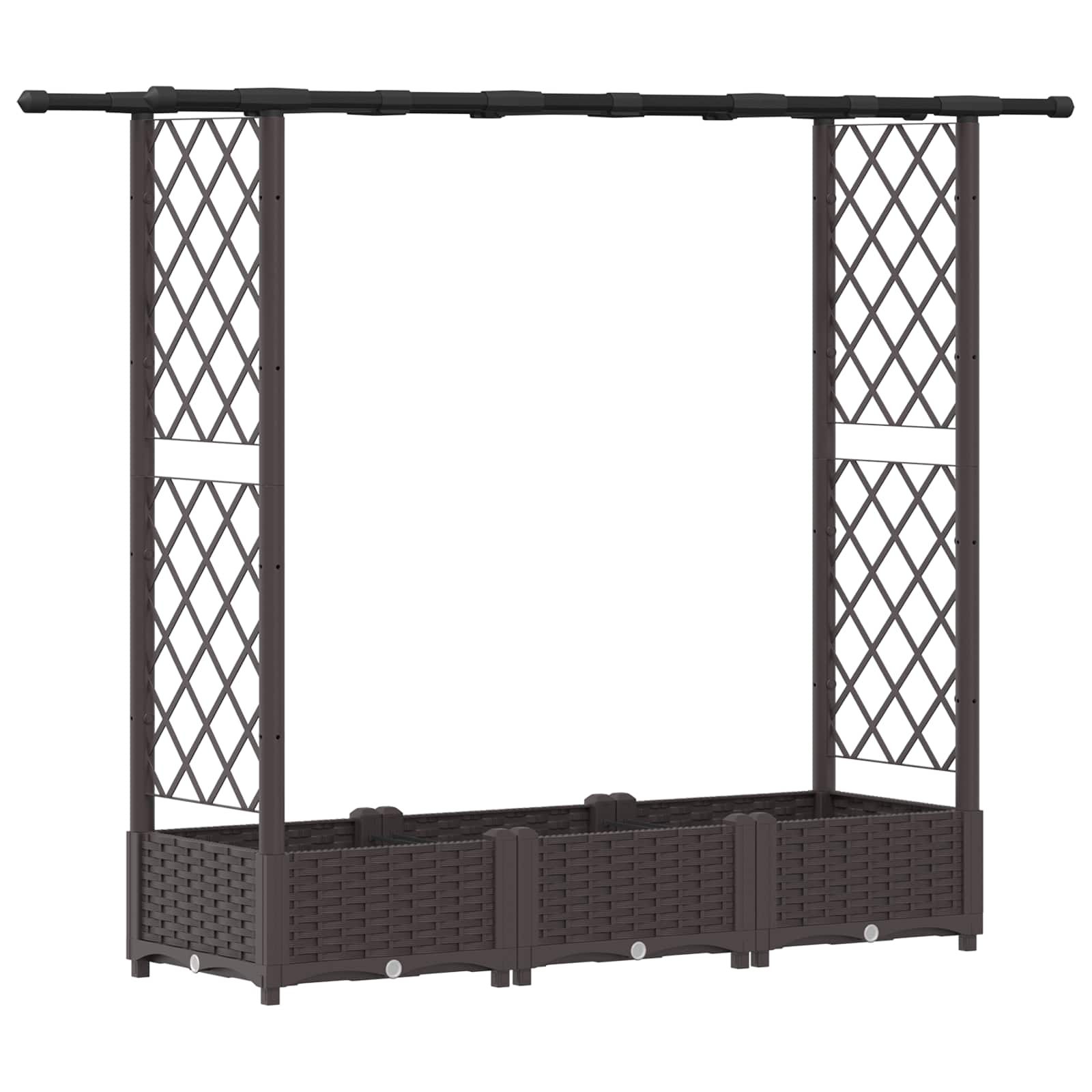 Letto Rialzato con Griglia e Tetto Marrone 164 x 40 x 121 cm PP