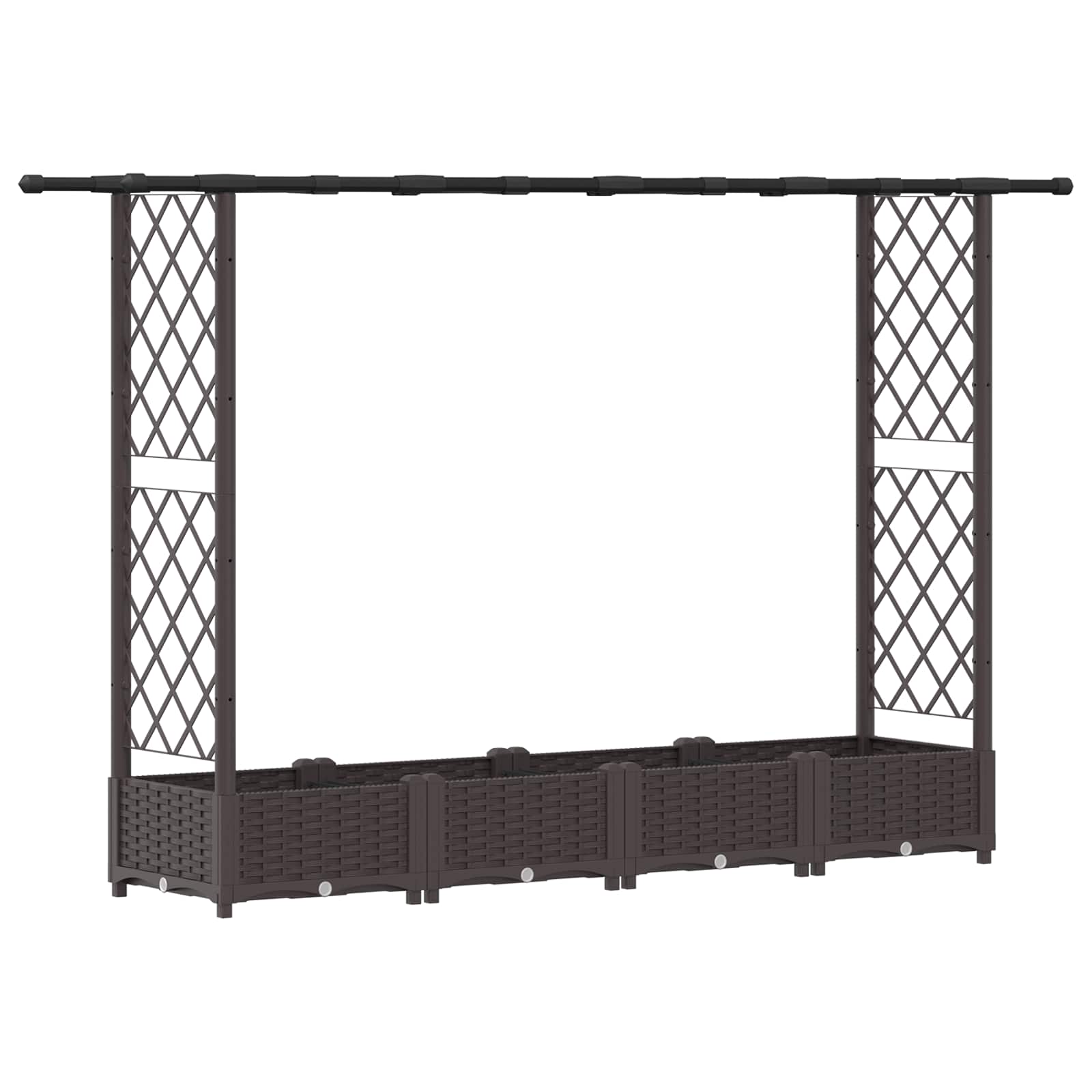 Letto Rialzato con Griglia e Tetto Marrone 203 x 40 x 121 cm PP