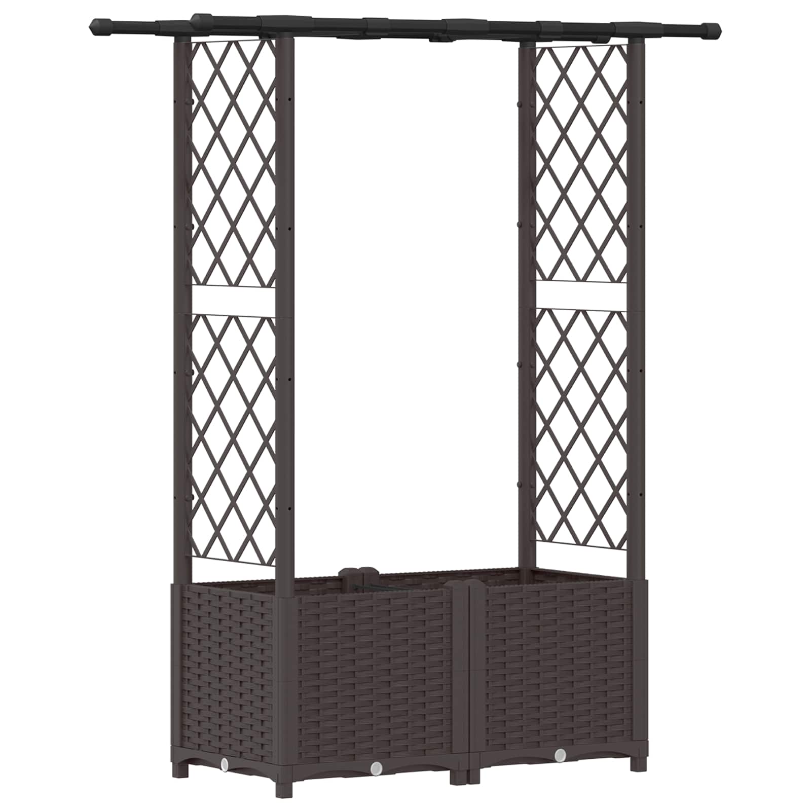 Letto Rialzato con Griglia e Tetto Marrone 124,5 x 40 x 136 cm
