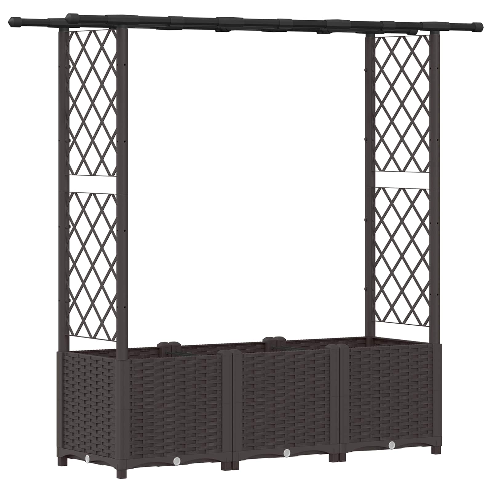 Letto Rialzato con Griglia e Tetto Marrone 162,5 x 40 x 136 cm