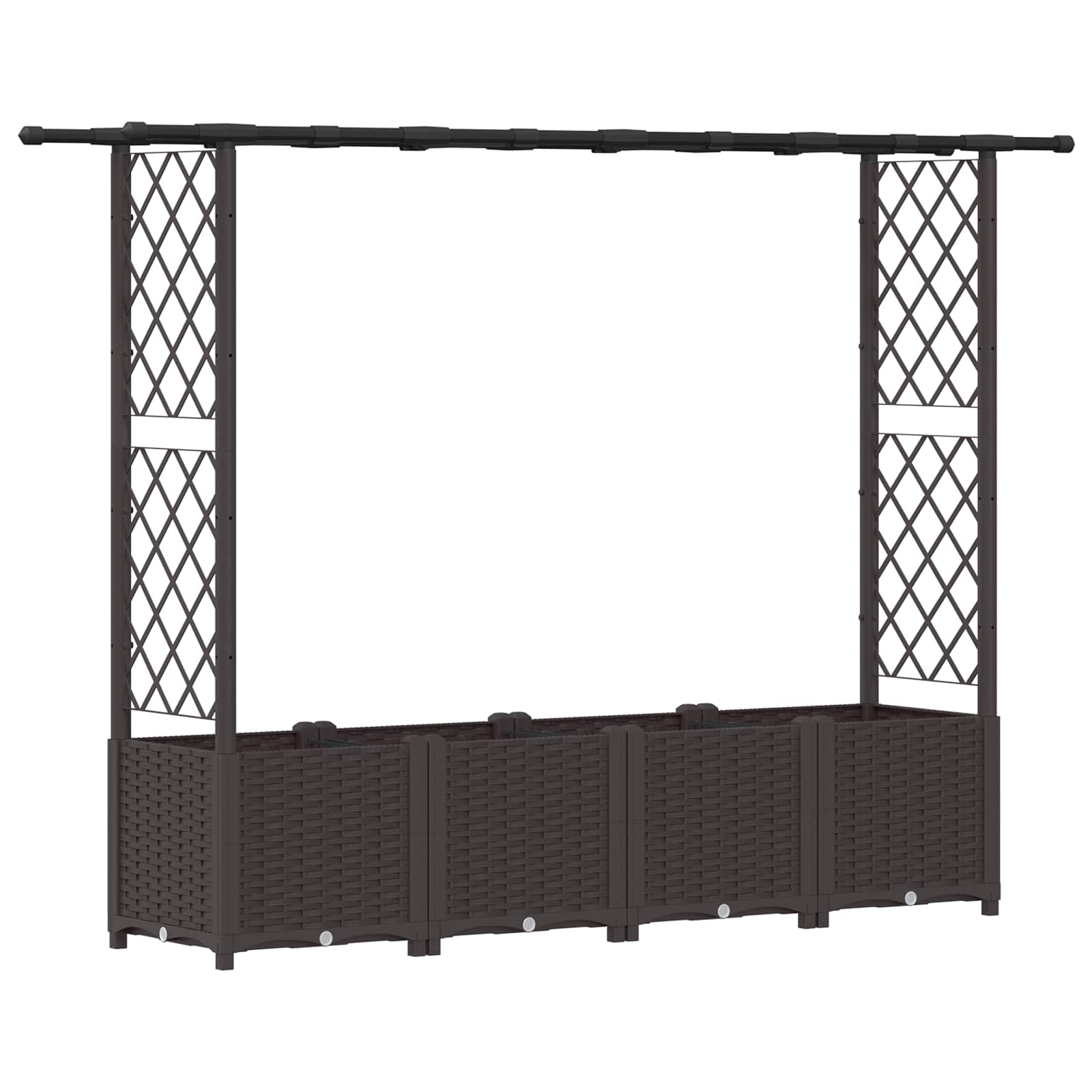 Letto Rialzato con Griglia e Tetto Marrone 203 x 40 x 136 cm PP