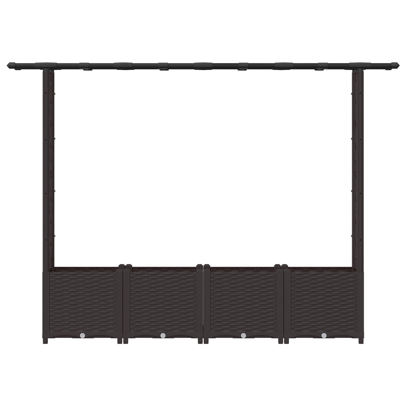 Letto Rialzato con Griglia e Tetto Marrone 203 x 40 x 136 cm PP
